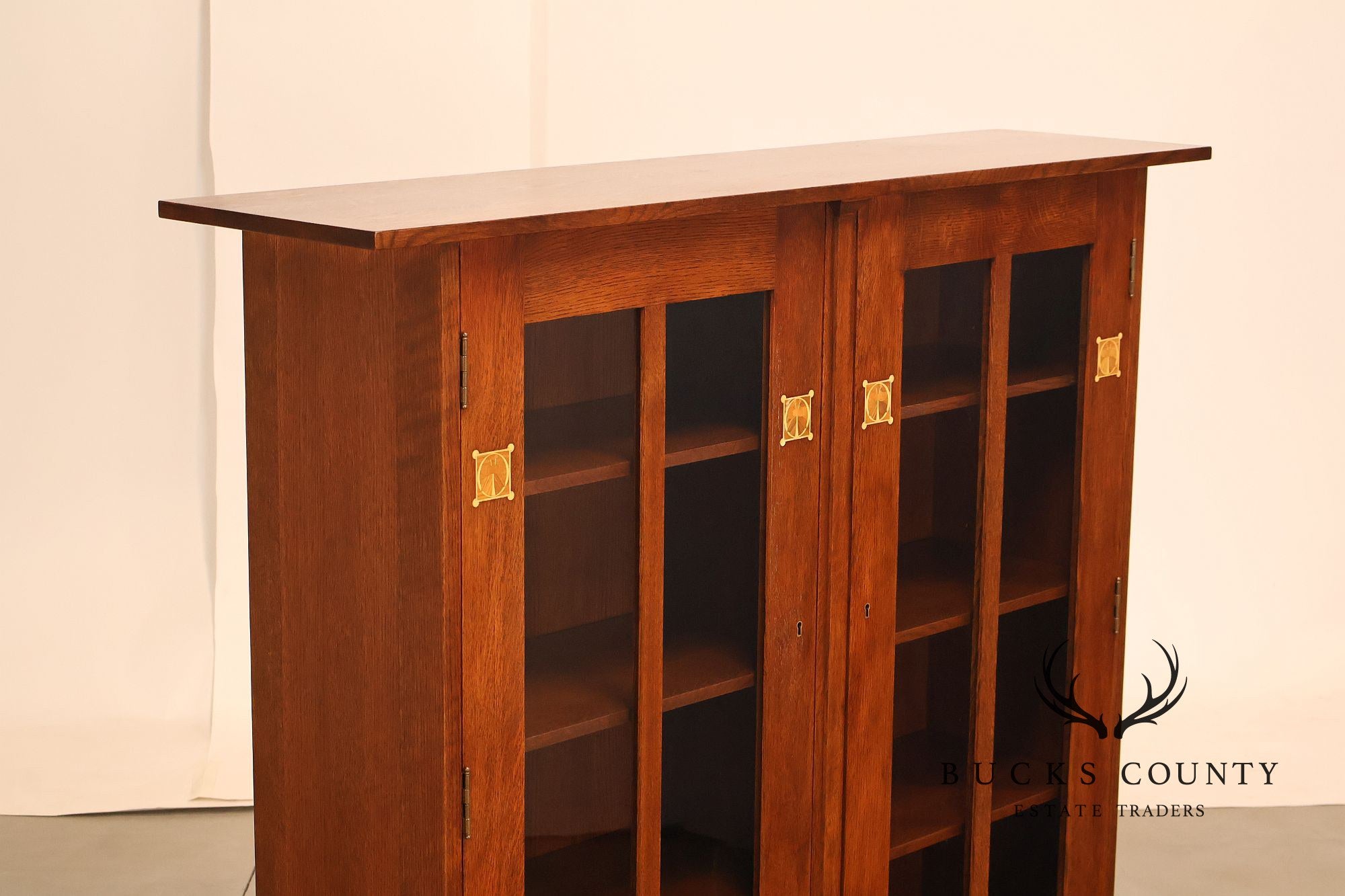 Stickley Harvey Ellis Mission Inlaid Oak Bookcase