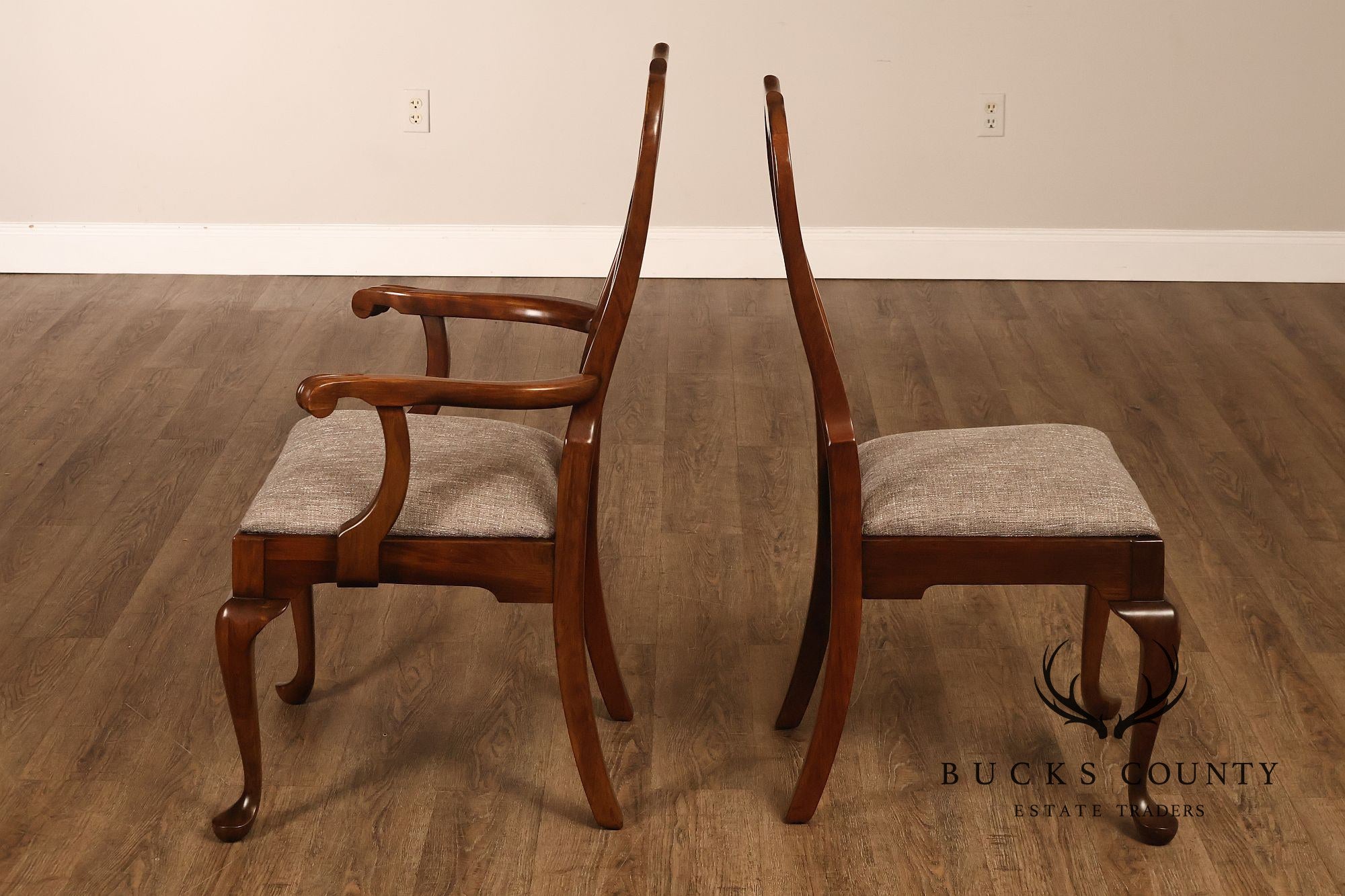 Queen Anne Style Set Of Six Cherry Dining Chairs