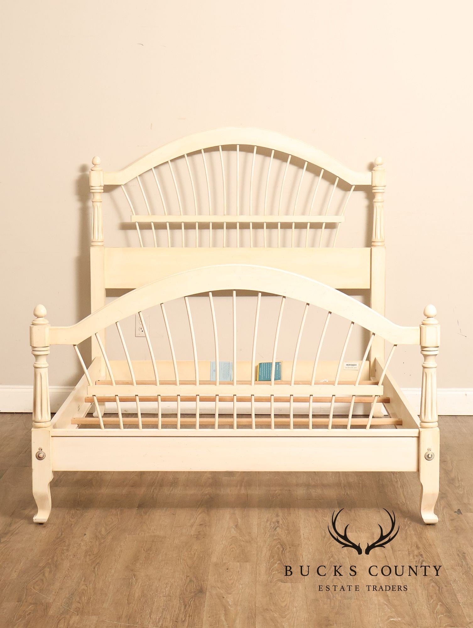 Ethan Allen French Country Style Cream Painted Full Spindle Bedframe