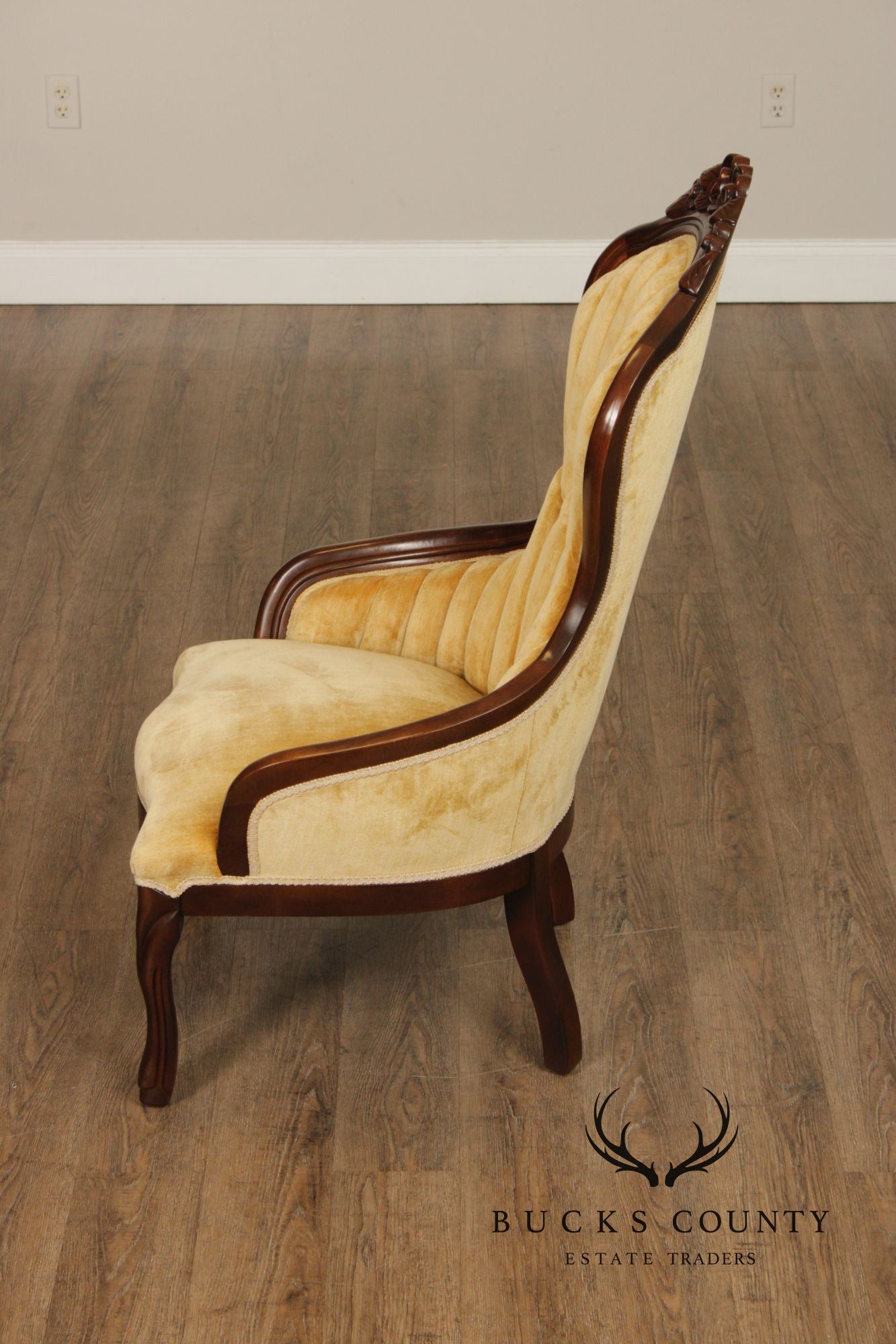Kimball Furniture Victorian Style Pair of Carved Mahogany Parlor Chairs