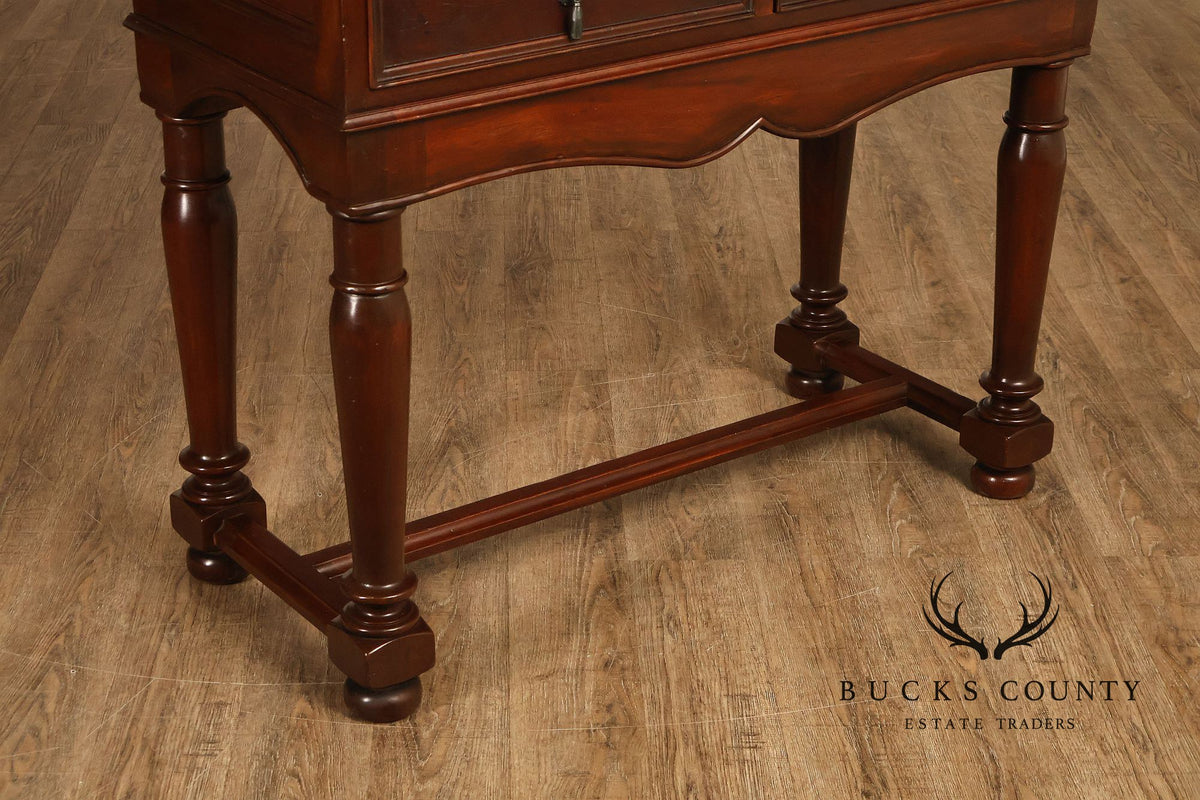 Traditional English Style Drop Front Bar Cabinet With A Stretcher Base