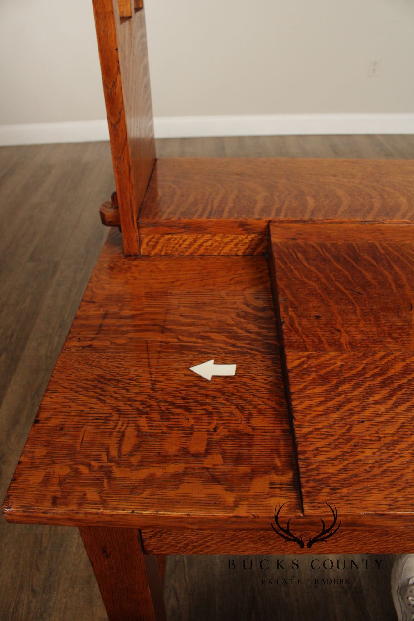 Antique Mission Oak Writing Desk With Bookcase Top