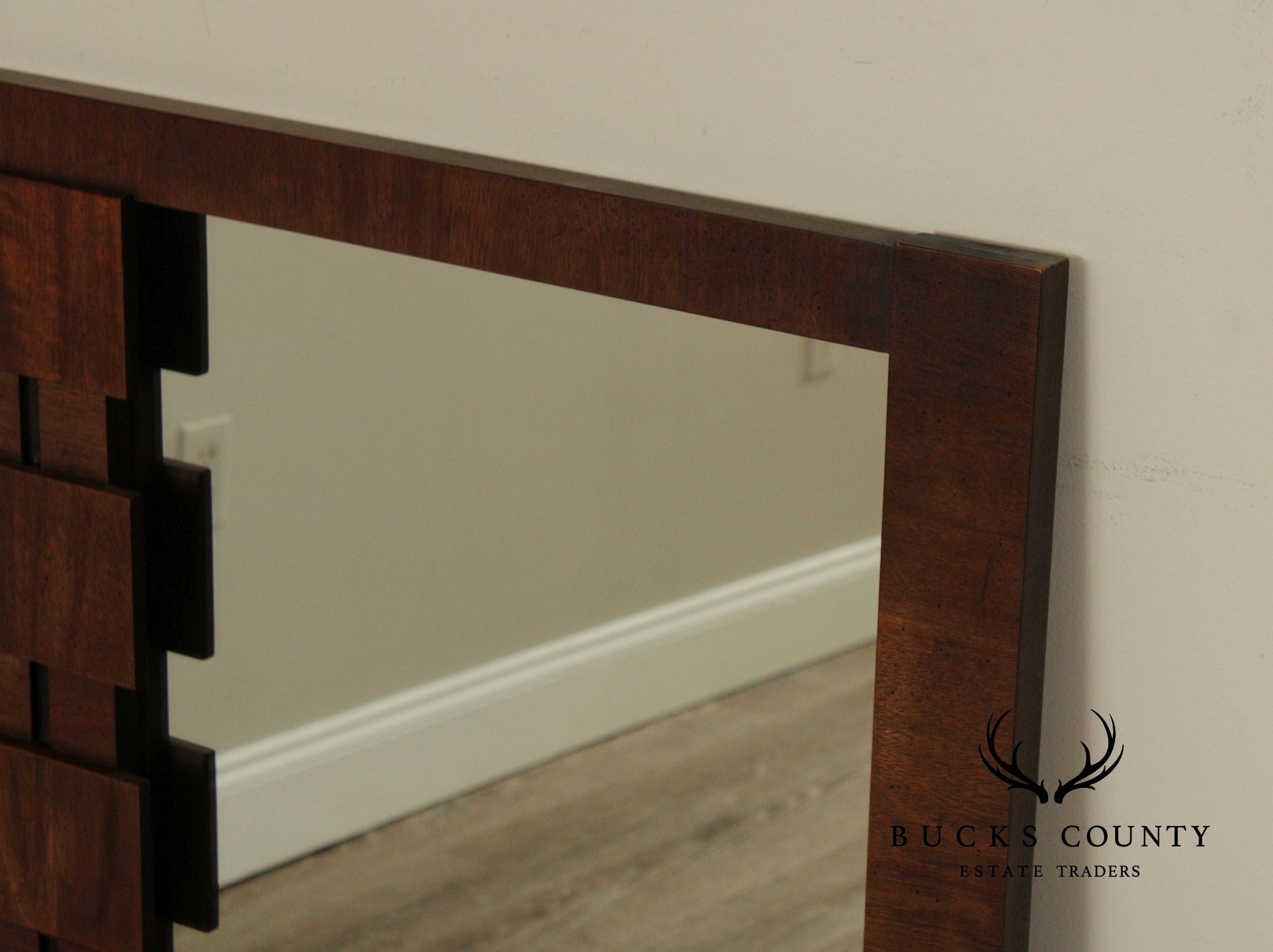 Lane 'Staccato' Brutalist Walnut Wall Mirror