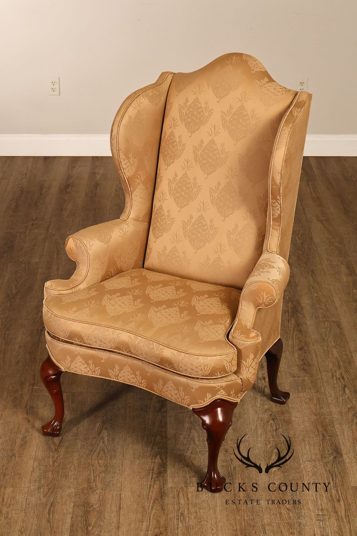 Hickory Chair Chippendale Style Upholstered Wingback Armchair