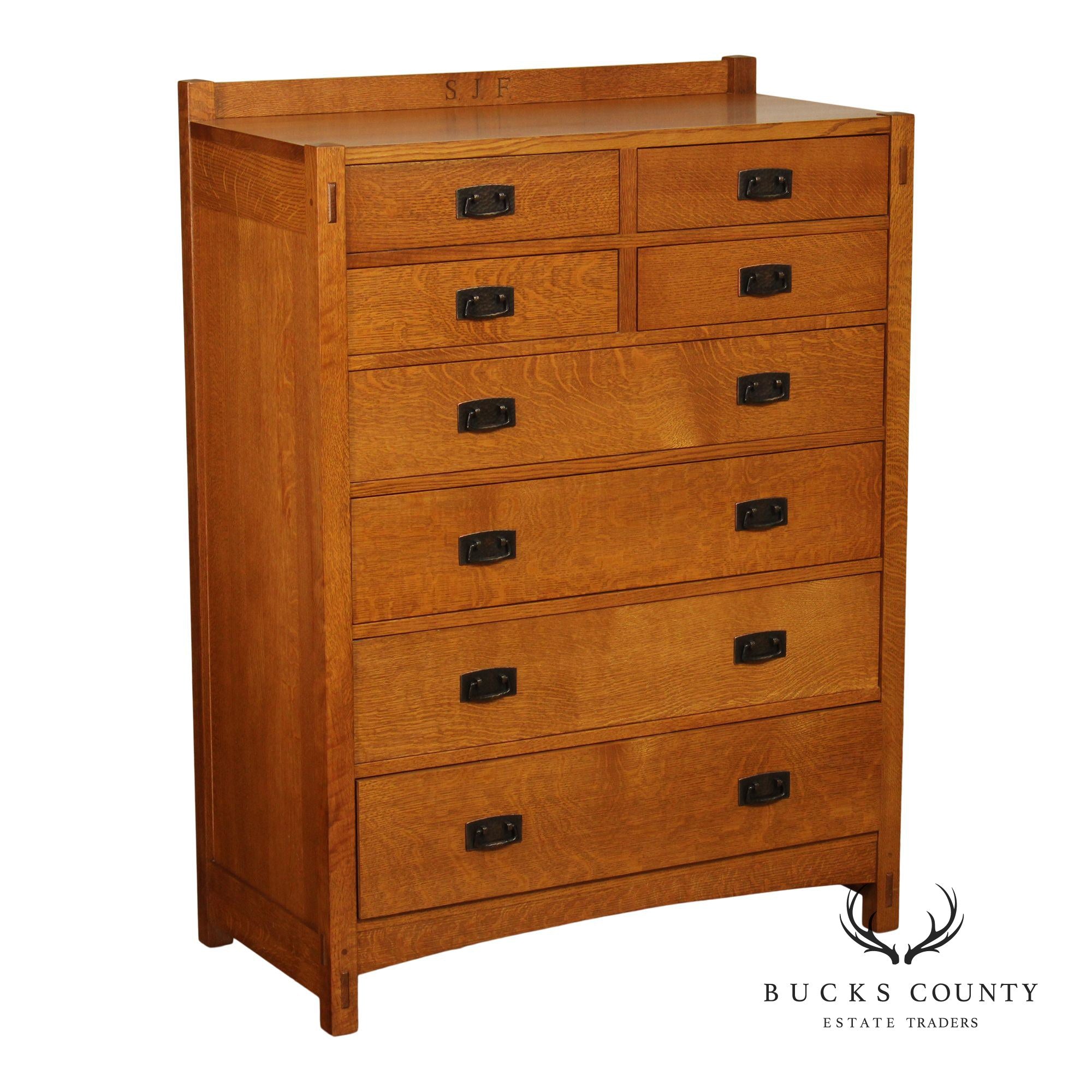 Stickley Mission Collection Oak Tall Chest Of Drawers