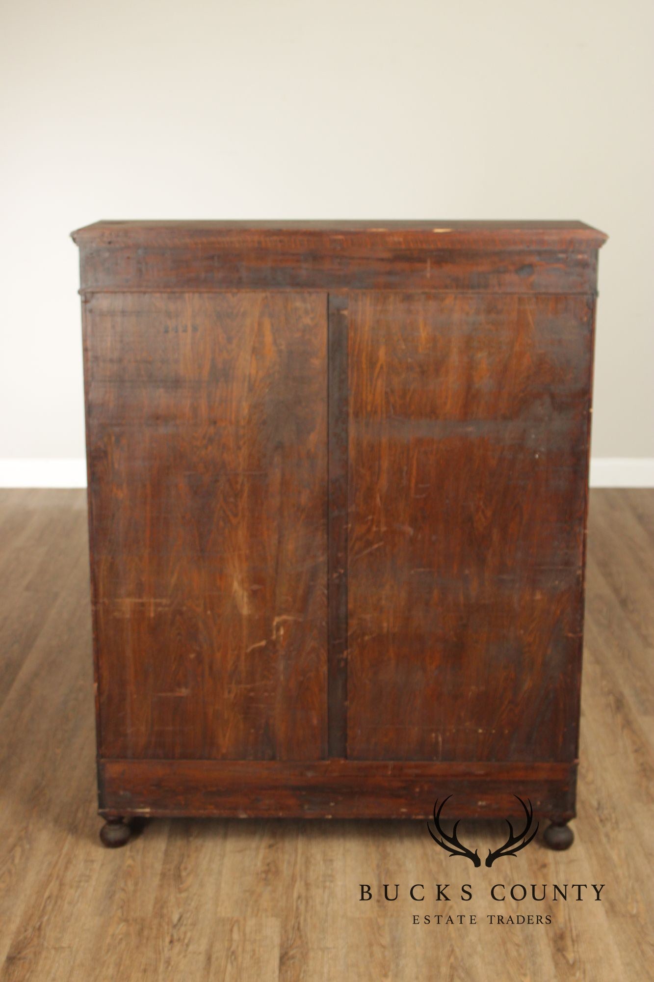 Antique Renaissance Revival Carved Oak Glass Door Bookcase