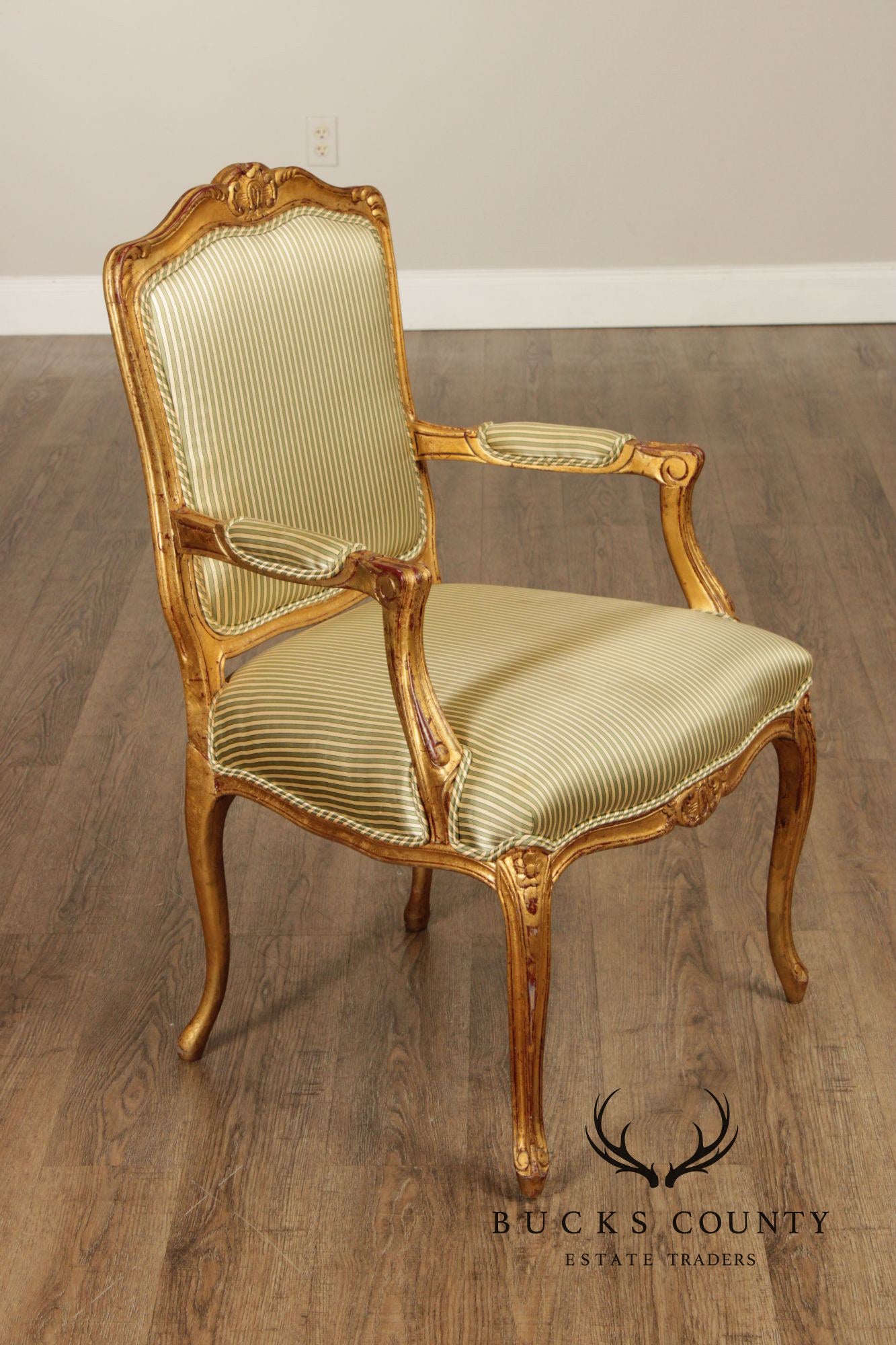 French Louis XV Style Set of Eight Giltwood Dining Armchairs
