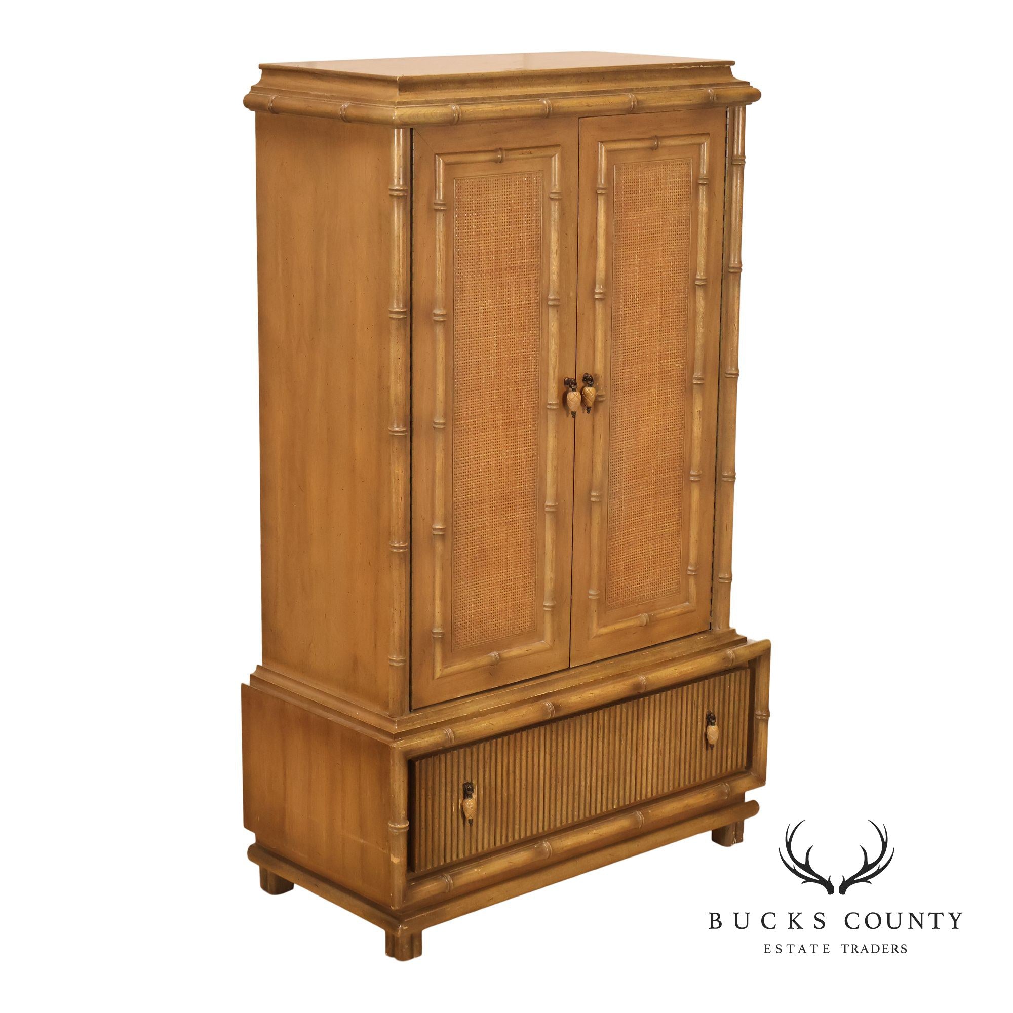 American Of Martinsville Faux Bamboo Tall Gentleman's Chest Armoire