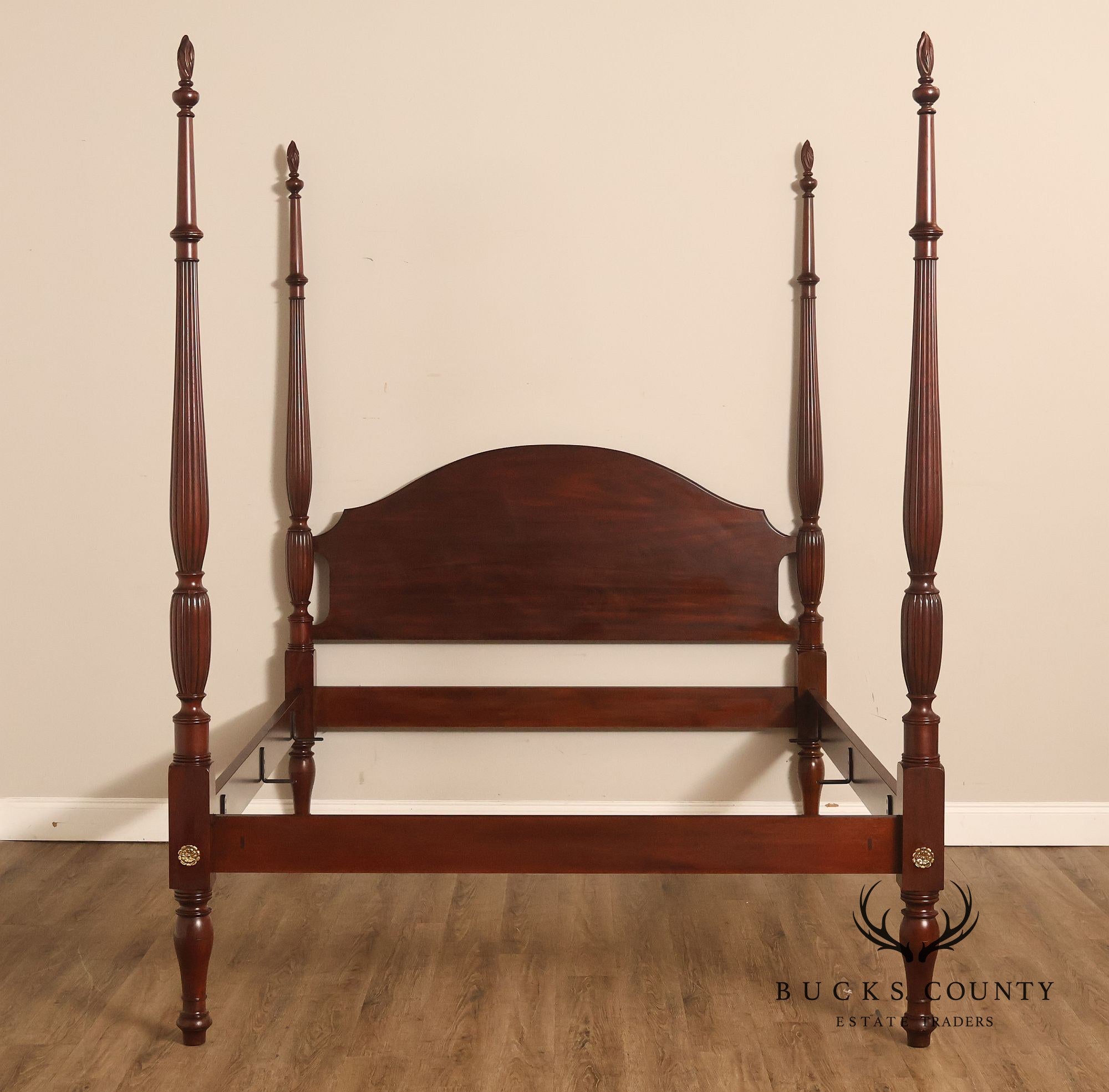 Henkel Harris Carved Mahogany Queen Poster Bed