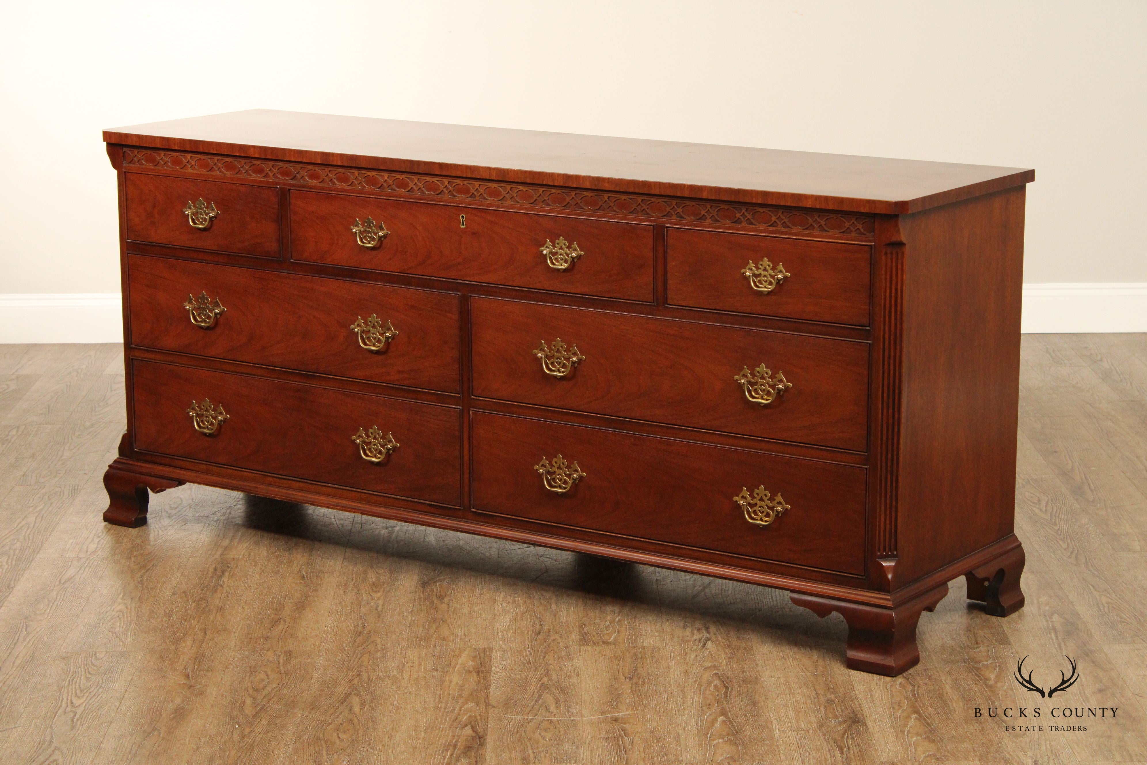 Hickory Chair Co Mahogany Dresser with Banded Top Chippendale Style
