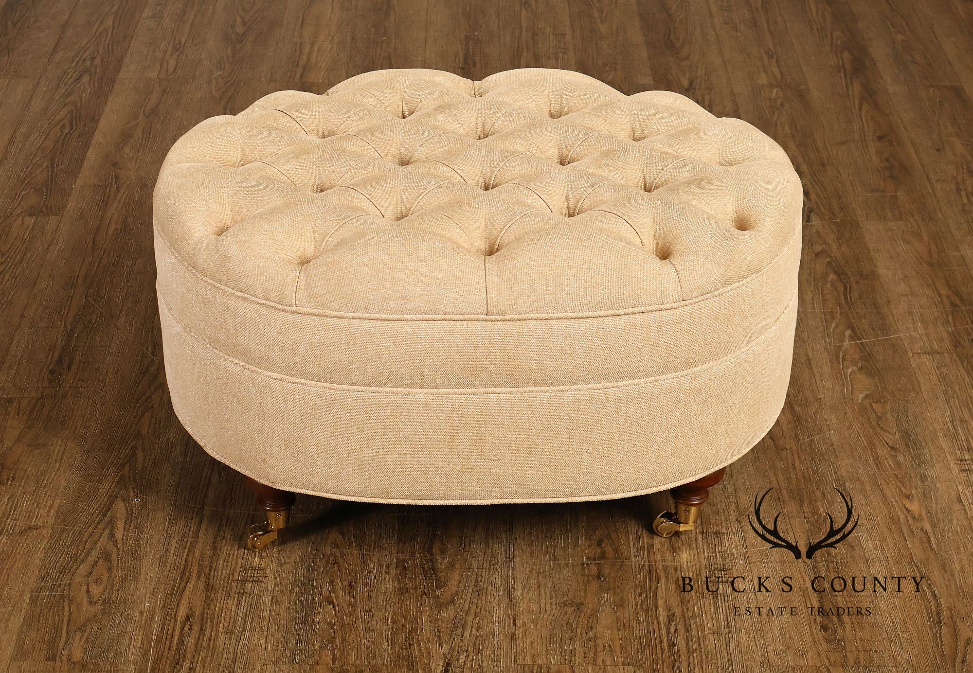 Traditional Tufted Upholstered Oval Ottoman
