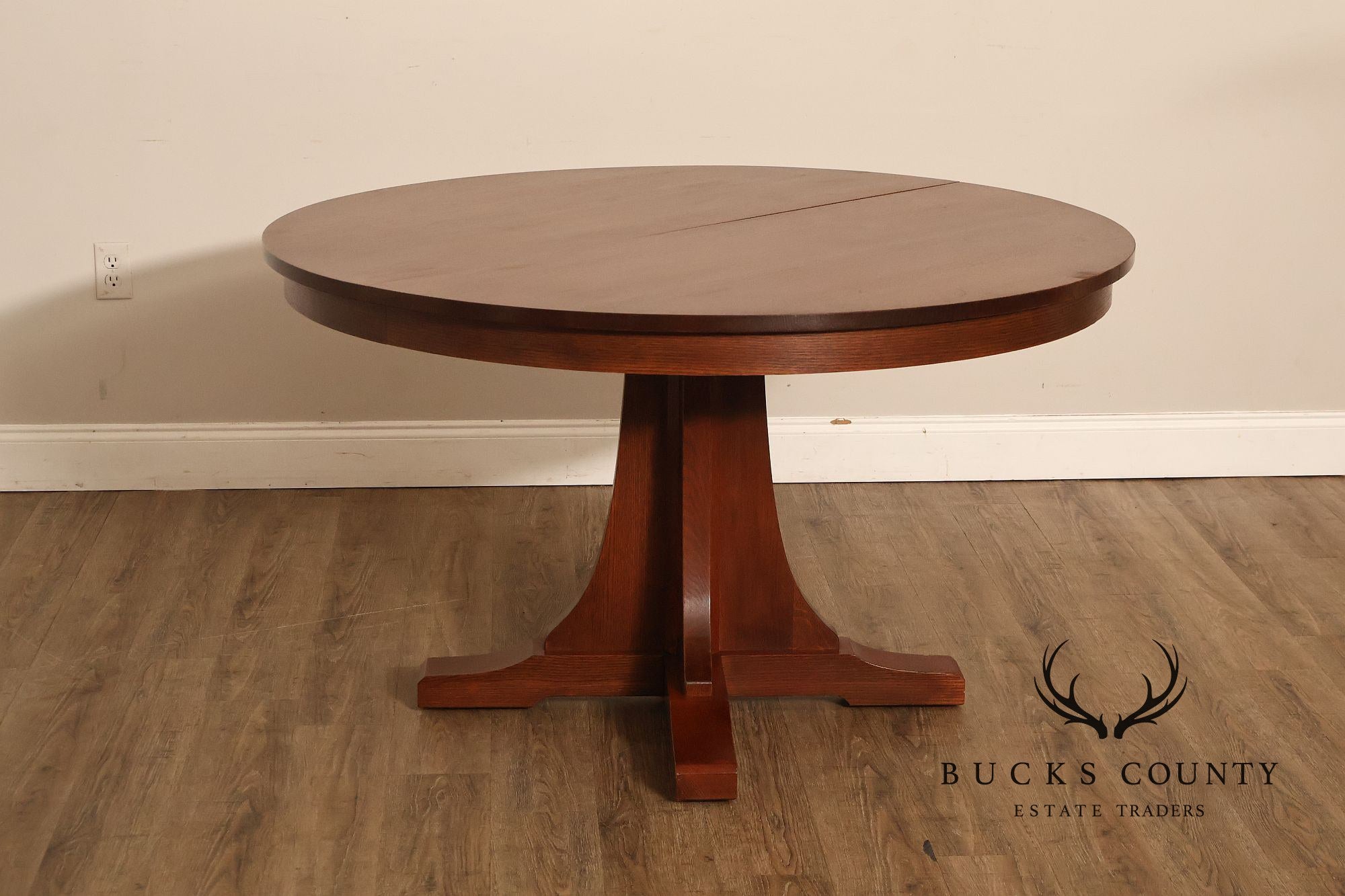 Stickley Mission Collection Round Oak Expandable Dining Table