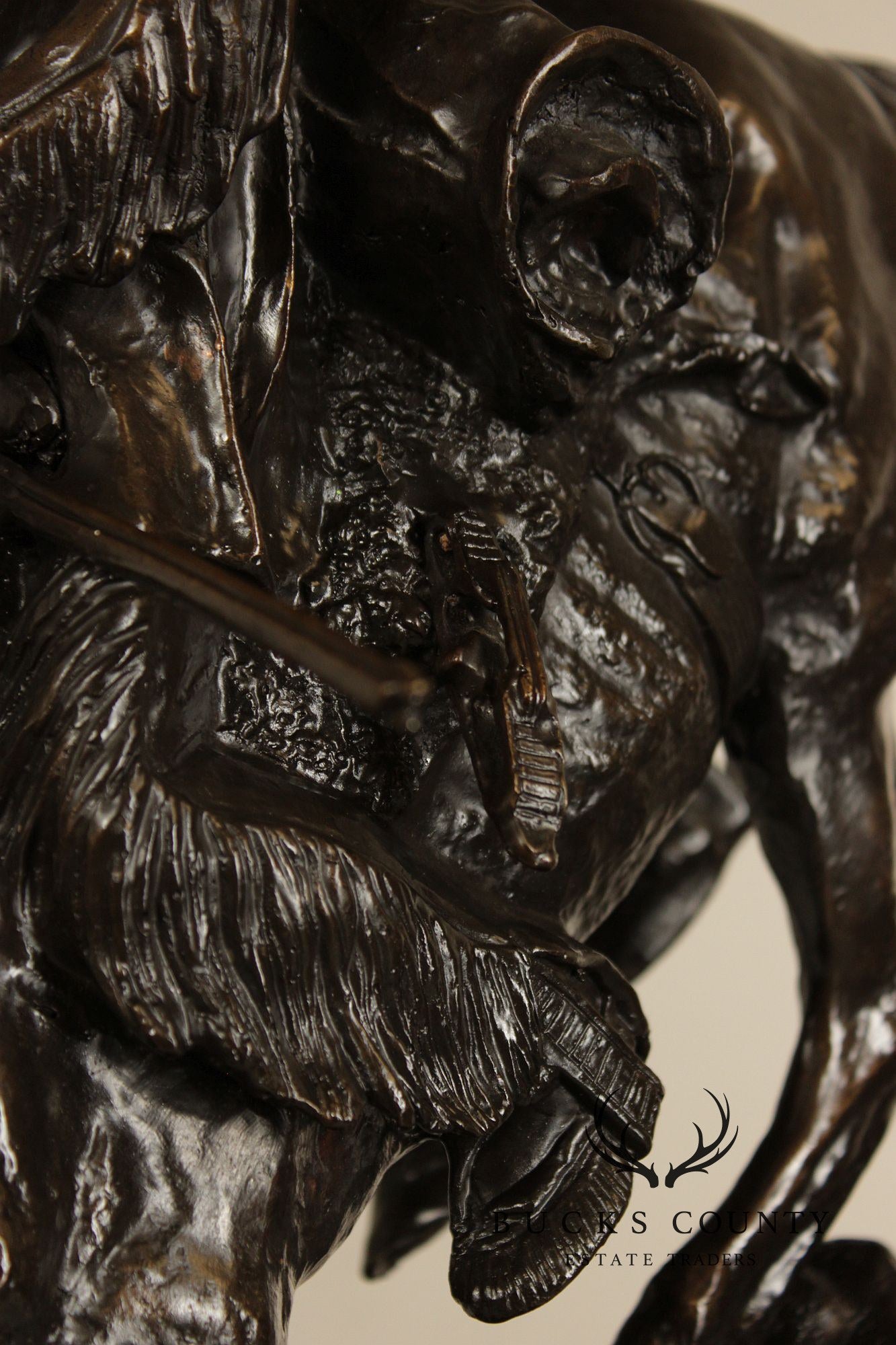 Frederic Remington Mountain Man Bronze Sculpture On Marble Base