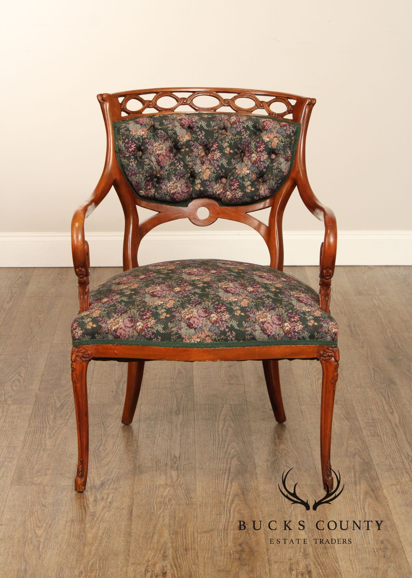 Regency Style Pair of Carved Parlor Armchairs
