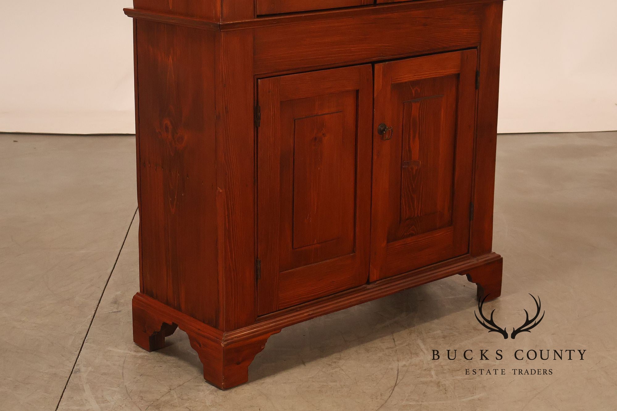 Antique Primitive American Pine Two Piece Pantry Cupboard