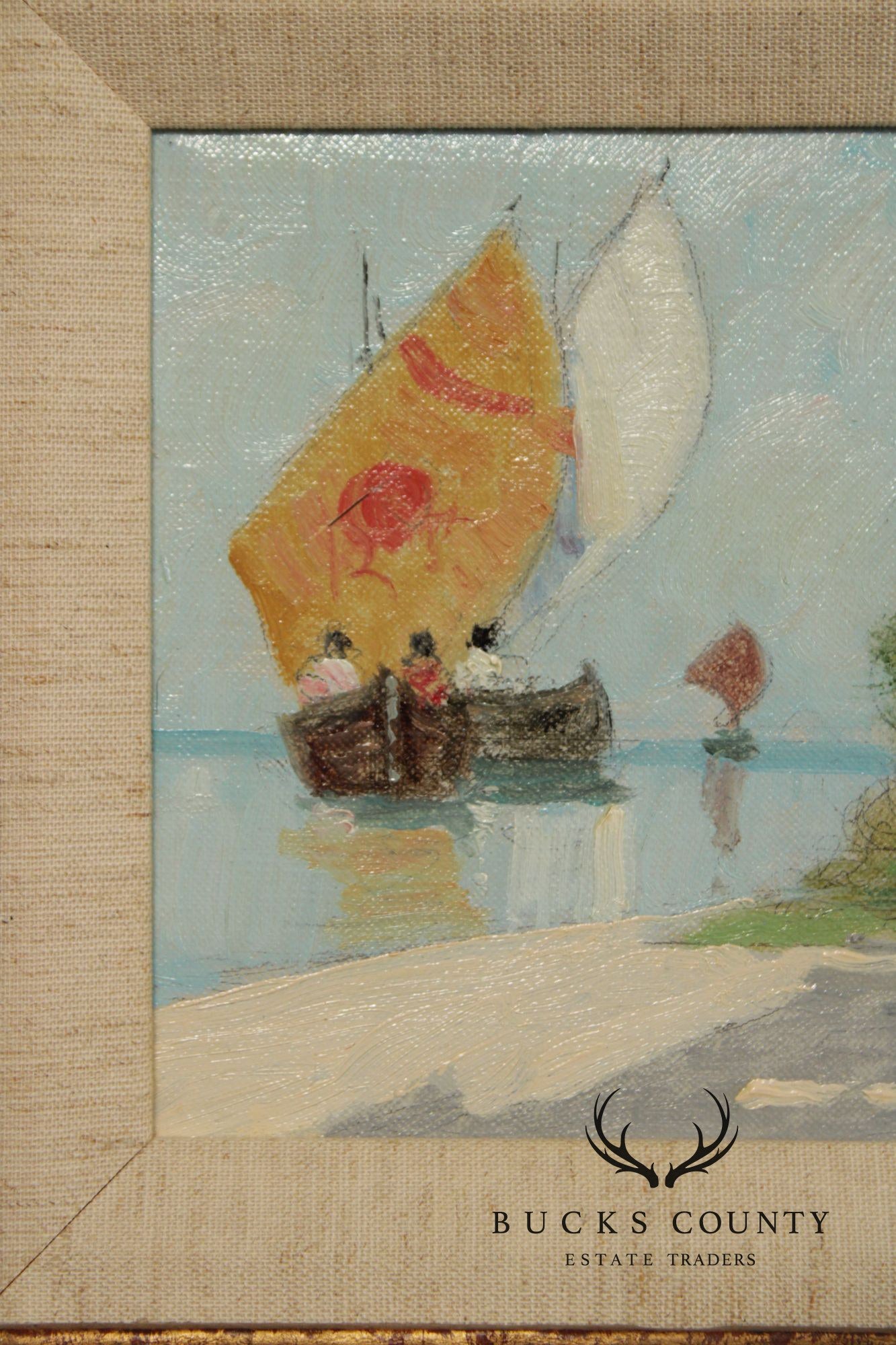 'Luigi Cagliani' Set Of 3 Small Oil Paintings In Heavy Gold Frames