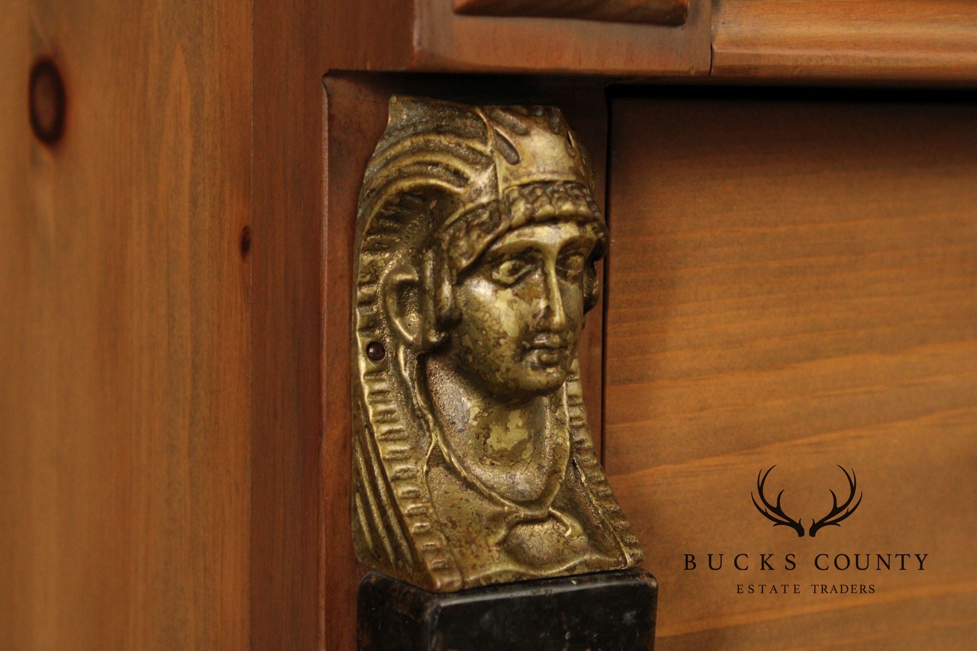 EJ Victor Egyptian Revival Marble-Top Pine Commode