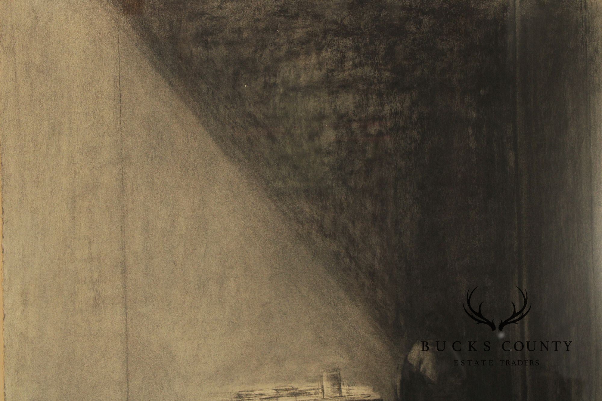 Sidney Goodman Charcoal Drawing, 'Interior with Figure'