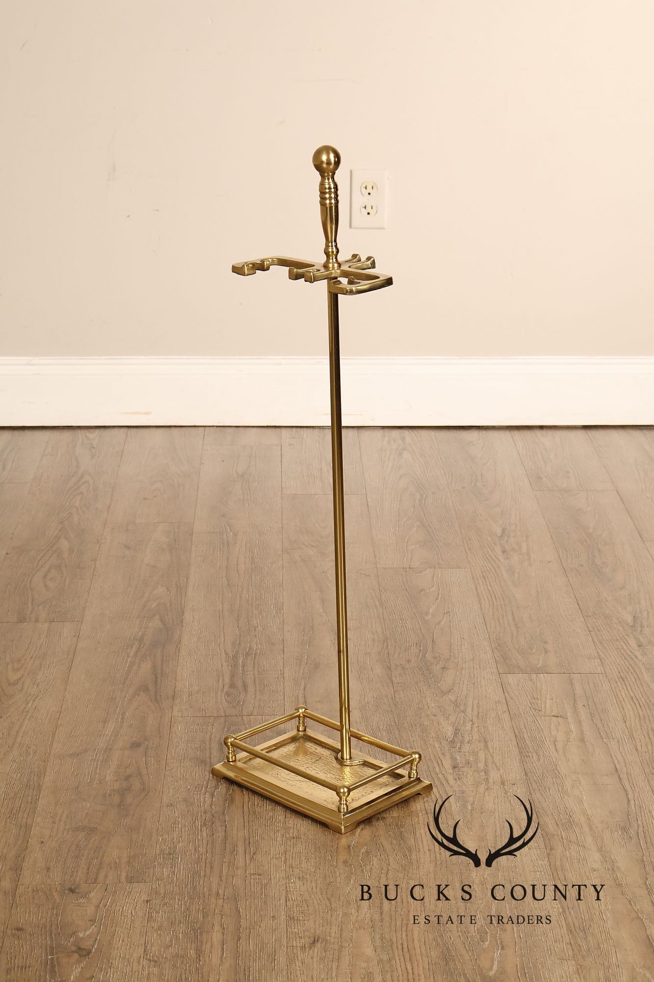 Traditional Brass Five-Piece Fireplace Tool Set