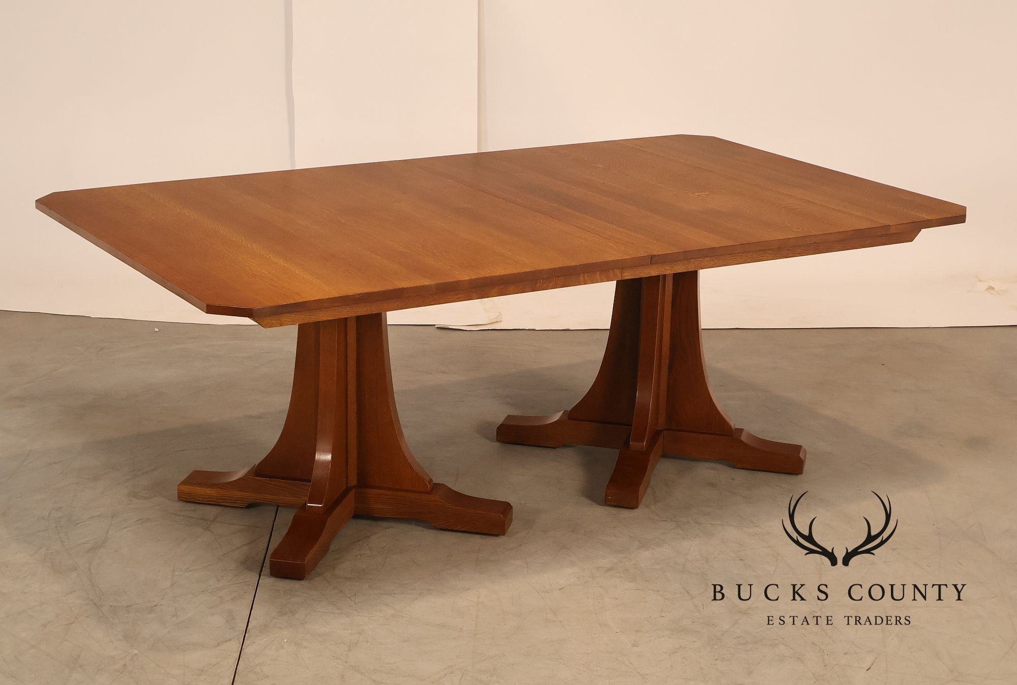Stickley Mission Collection Oak Double Pedestal Dining Table