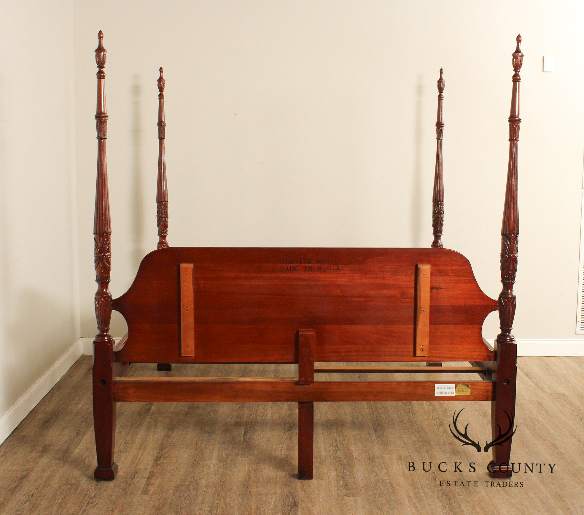 Link Taylor Mahogany King Rice Carved Poster Bed