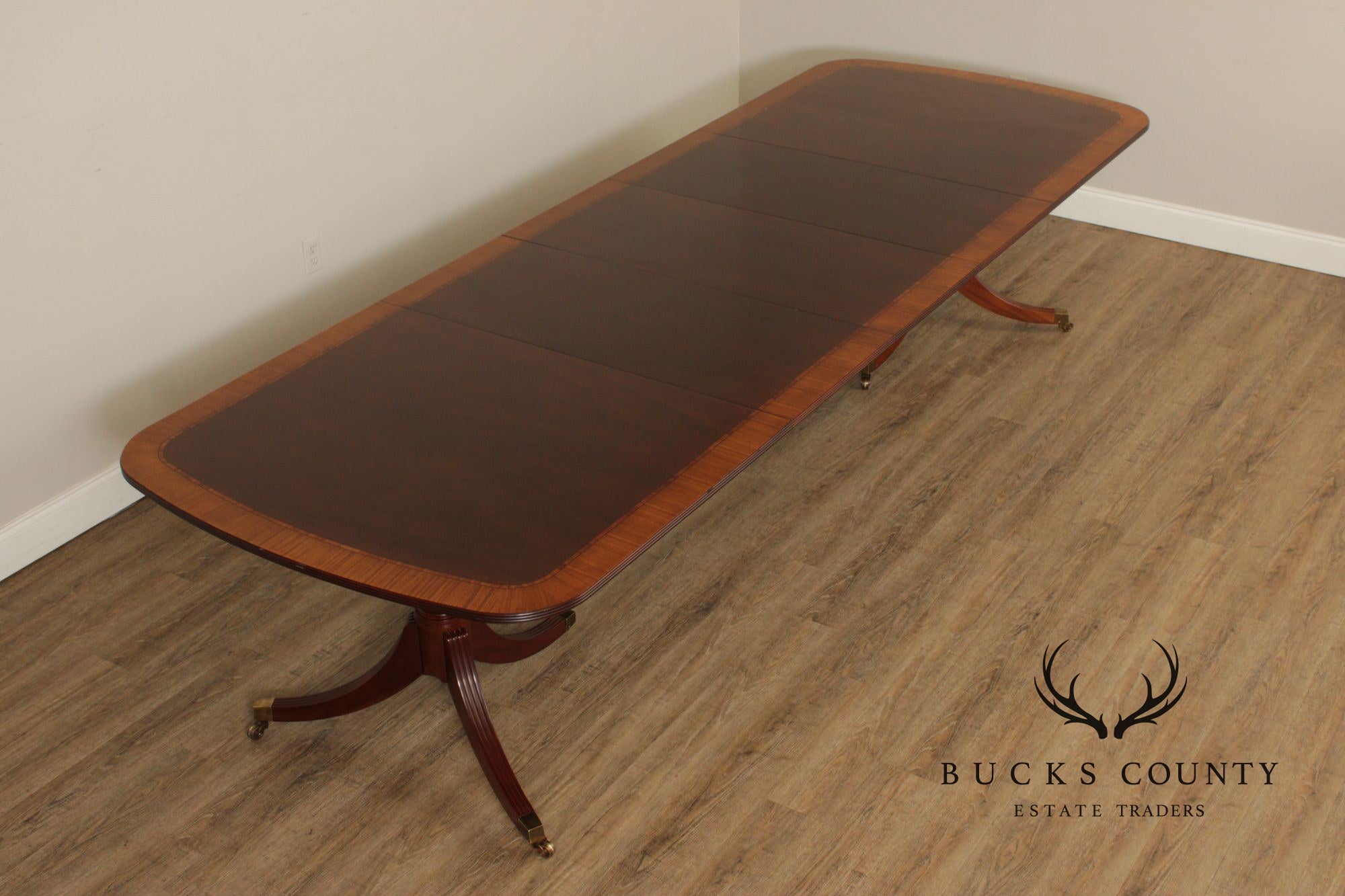 Baker Regency Style Mahogany Double Pedestal Dining Table