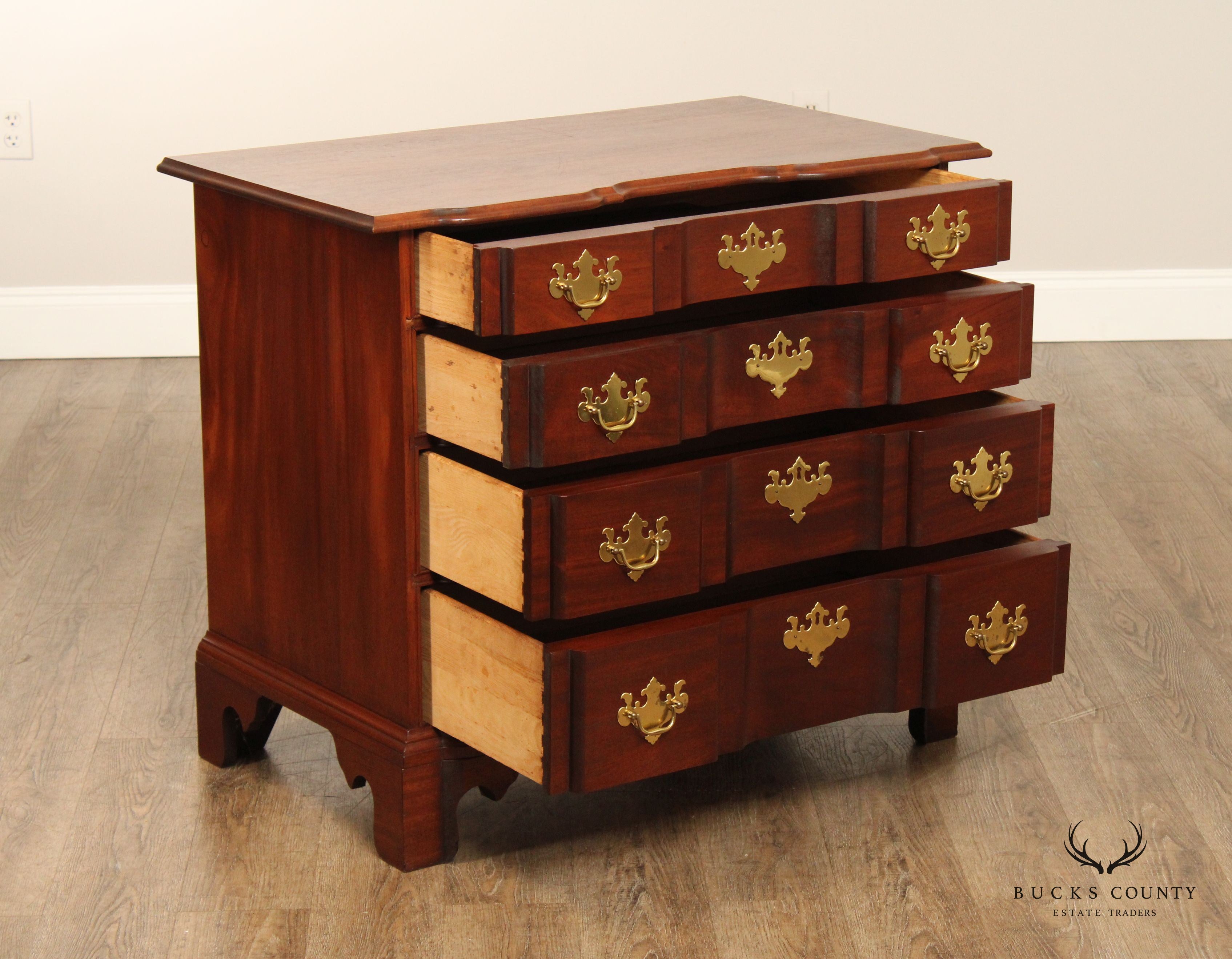 Chippendale Style Custom Crafted Mahogany Blockfront Chest