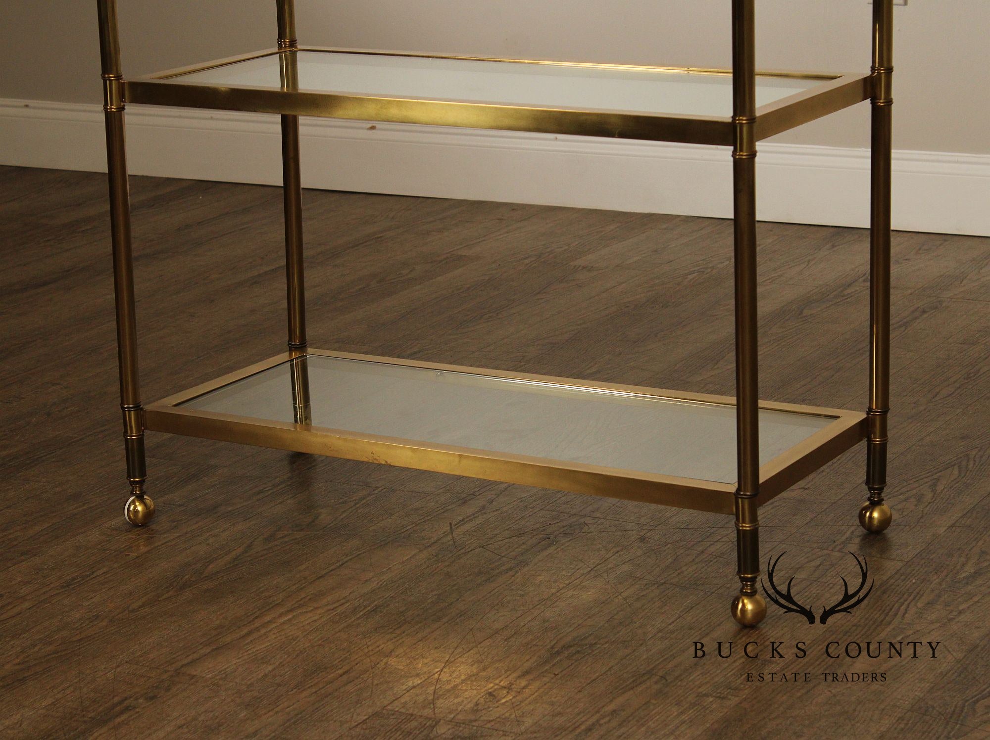 Mid Century Modern Brass and Glass Etagere Bookshelf