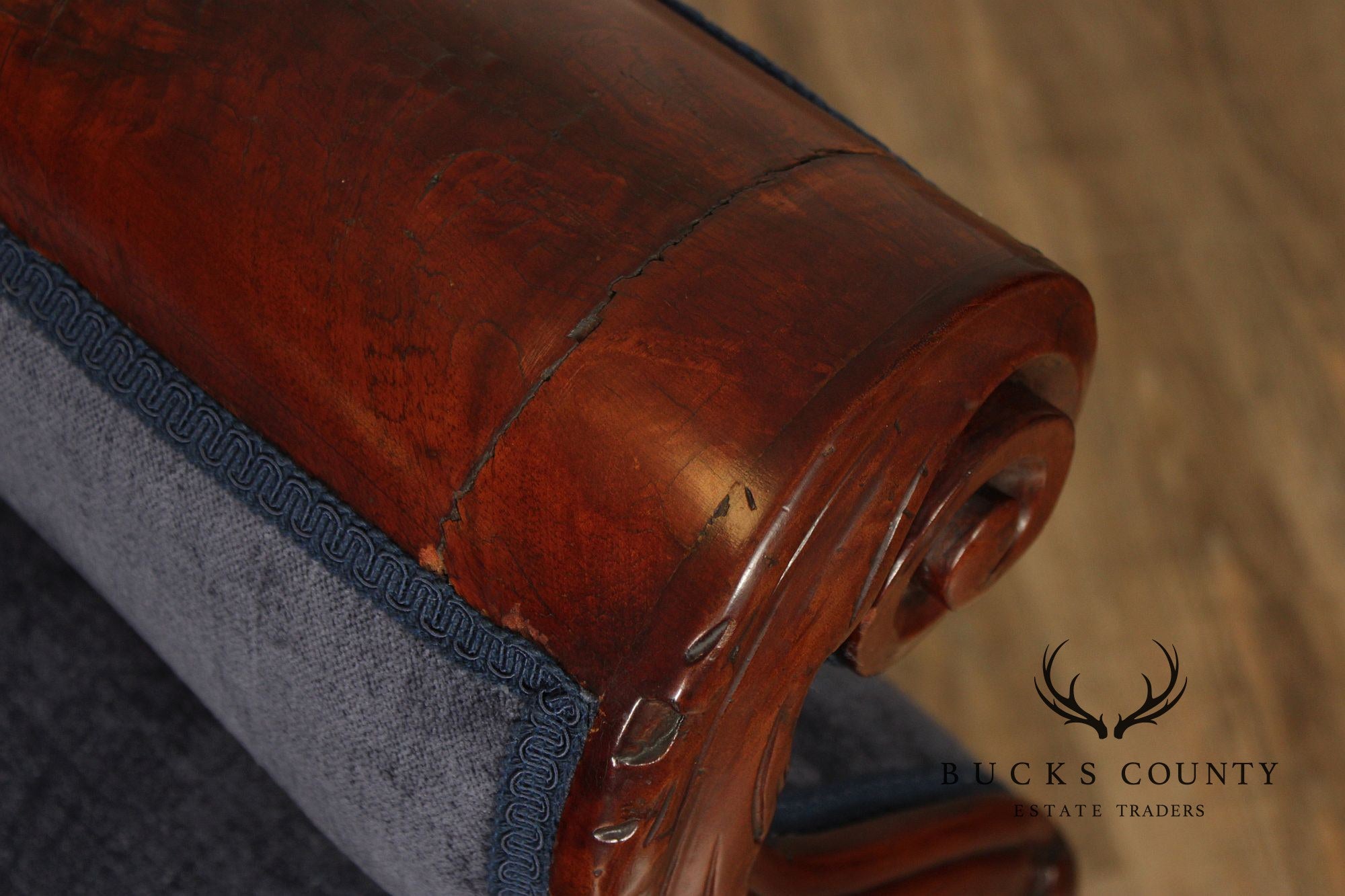 Antique American Carved Mahogany Classical Empire Sofa