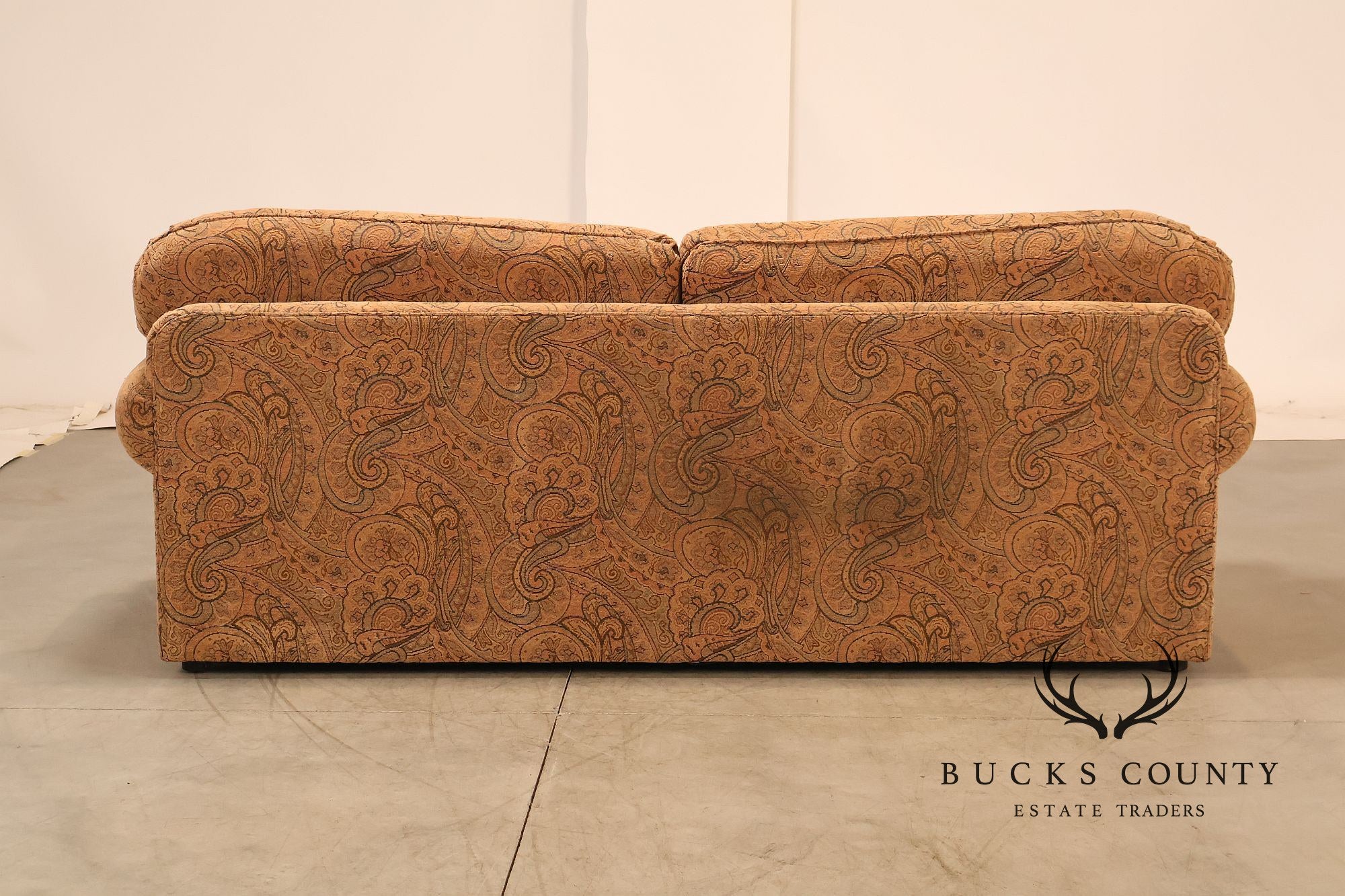 Kravet Paisley Upholstered Rolled Arm Sofa