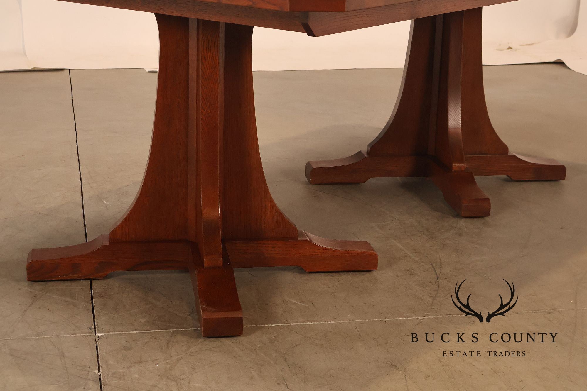 Stickley Mission Collection Oak Double Pedestal Dining Table