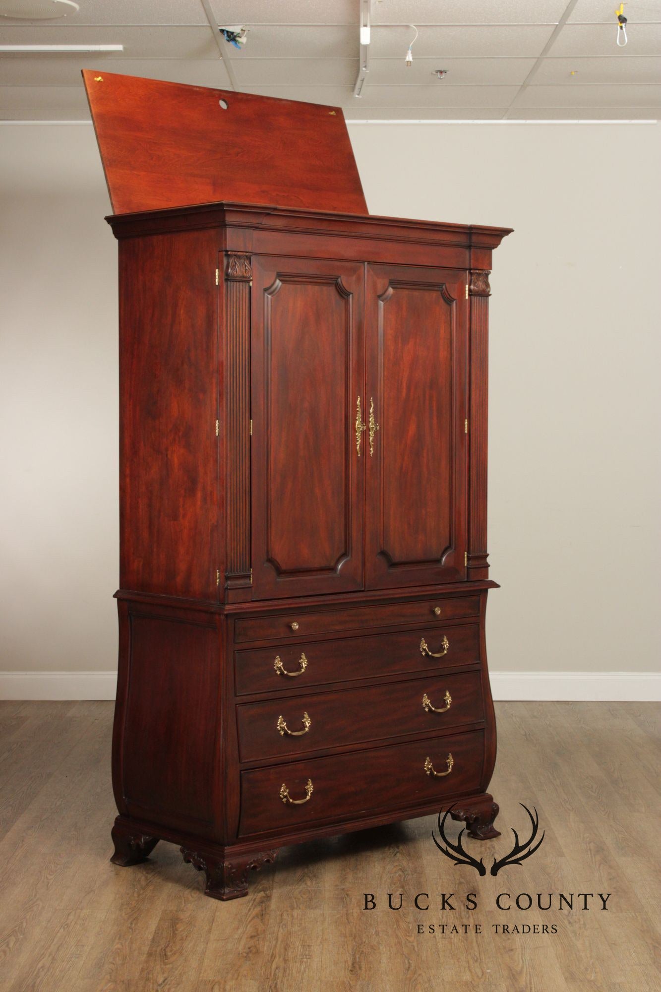 Henkel Harris Mahogany Bombe Armoire Cabinet