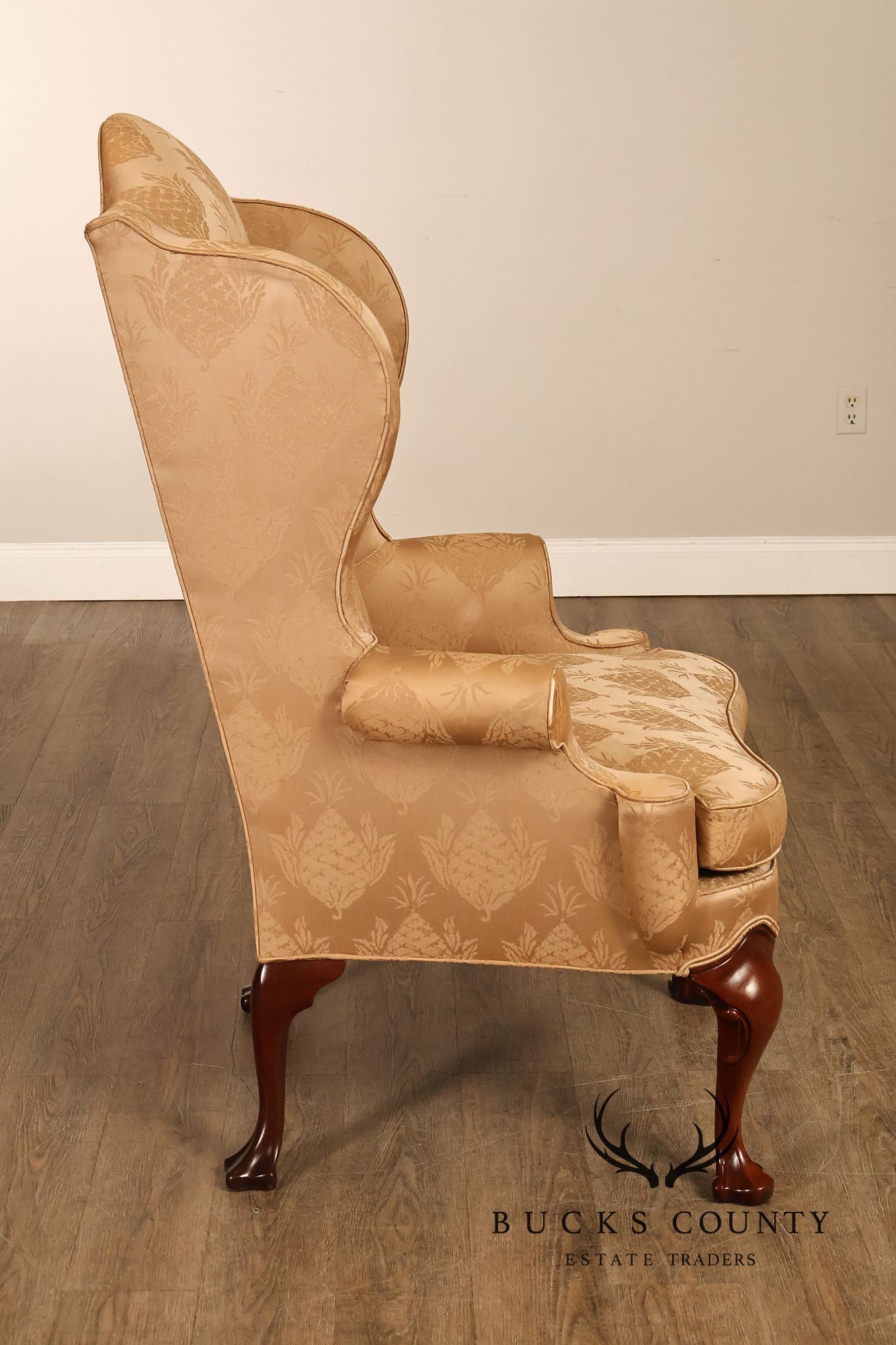 Hickory Chair Chippendale Style Upholstered Wingback Armchair