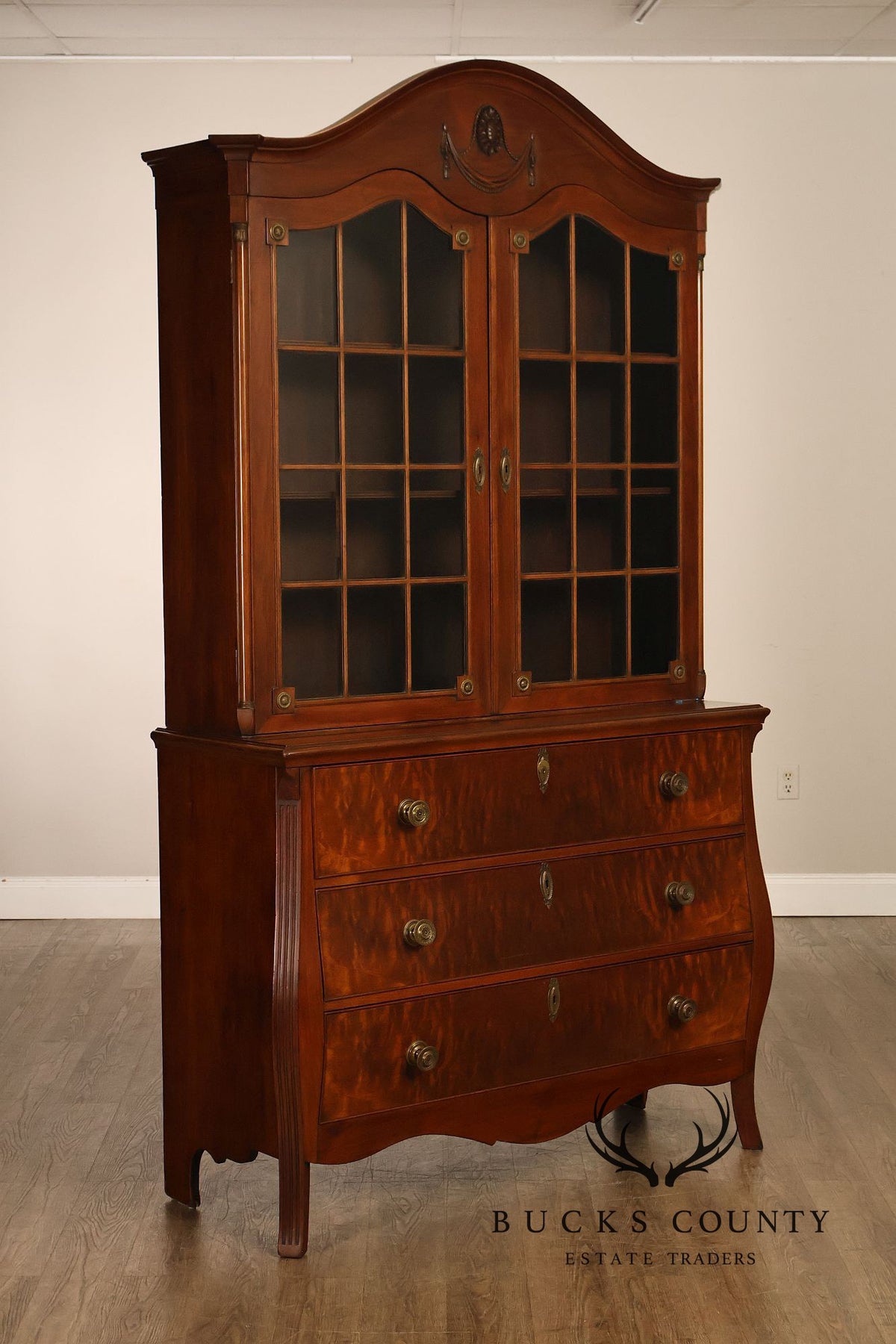 Federal Style Mahogany Secretary Bookcase With Drop Front Desk