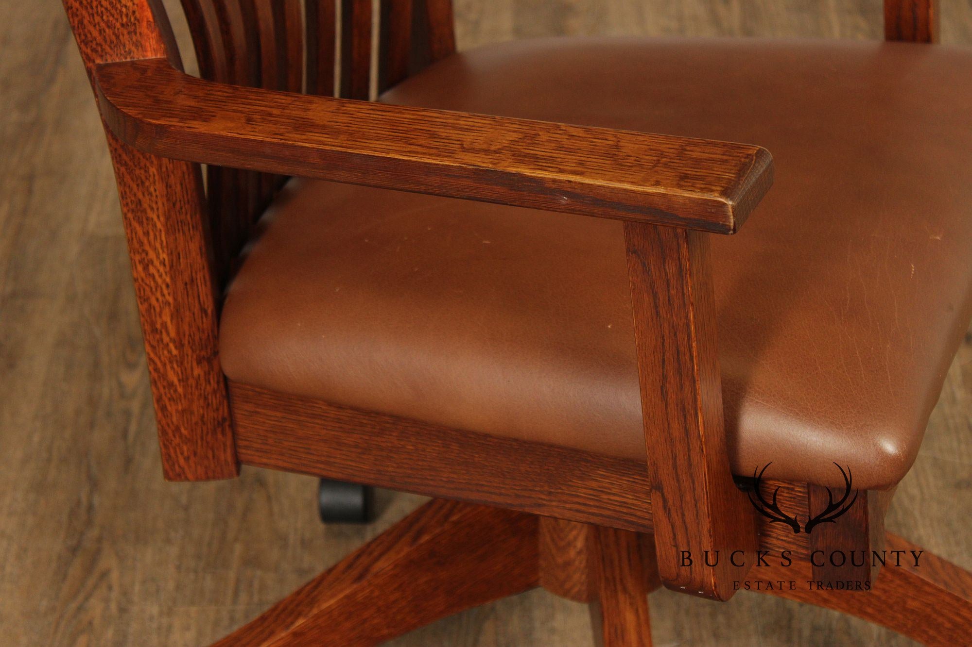 Mission Style Custom Quality Oak and Leather Executive Office Chair