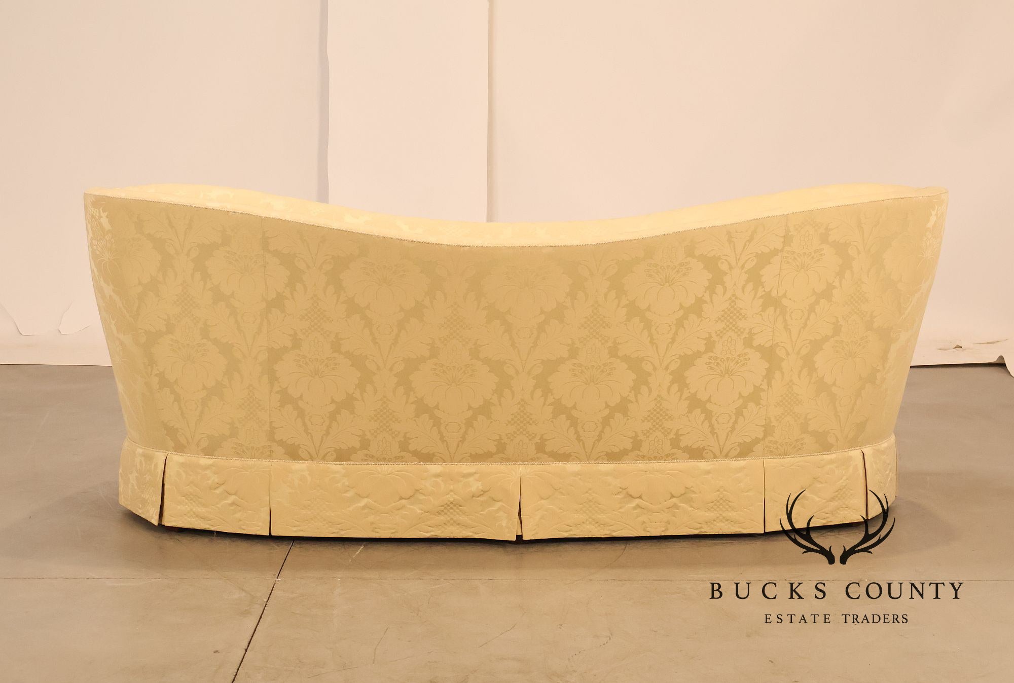 Councill Custom Damask Upholstered Curved Back Sofa