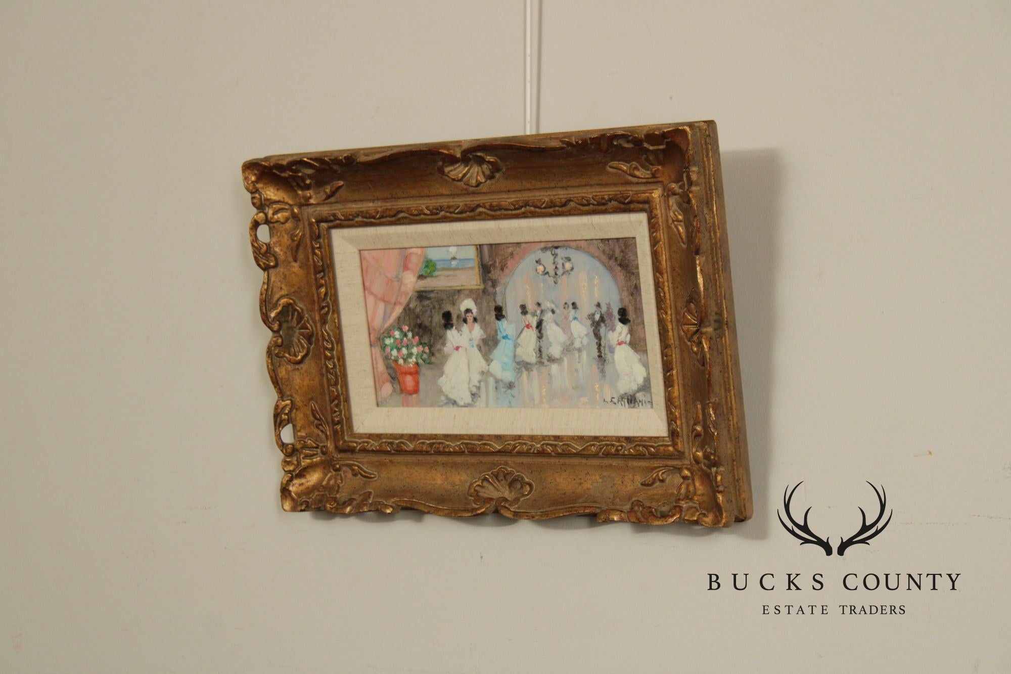 'Luigi Cagliani' Set Of 3 Small Oil Paintings In Heavy Gold Frames