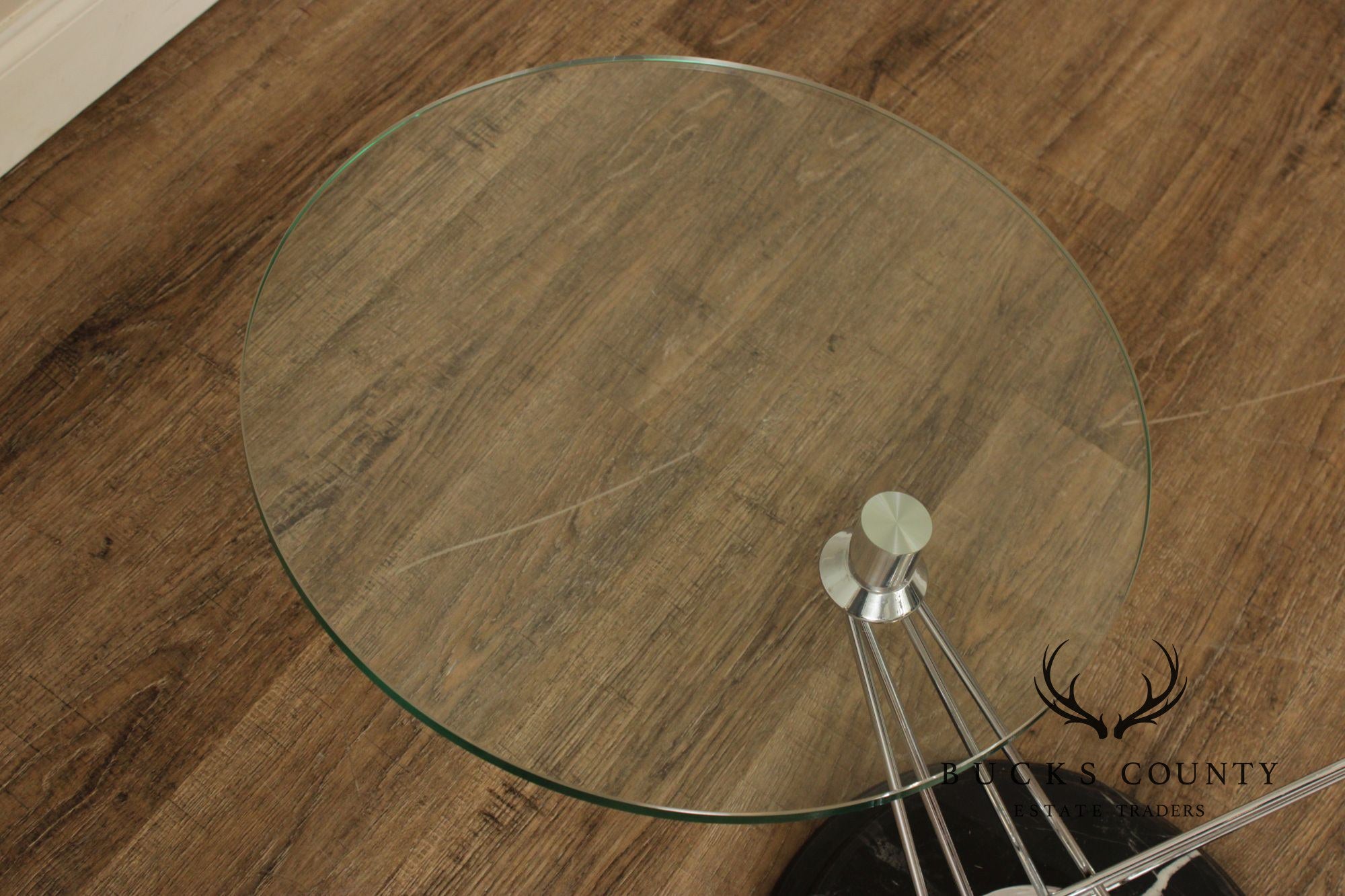 Modern Glass Top Marble Swivel Side Table