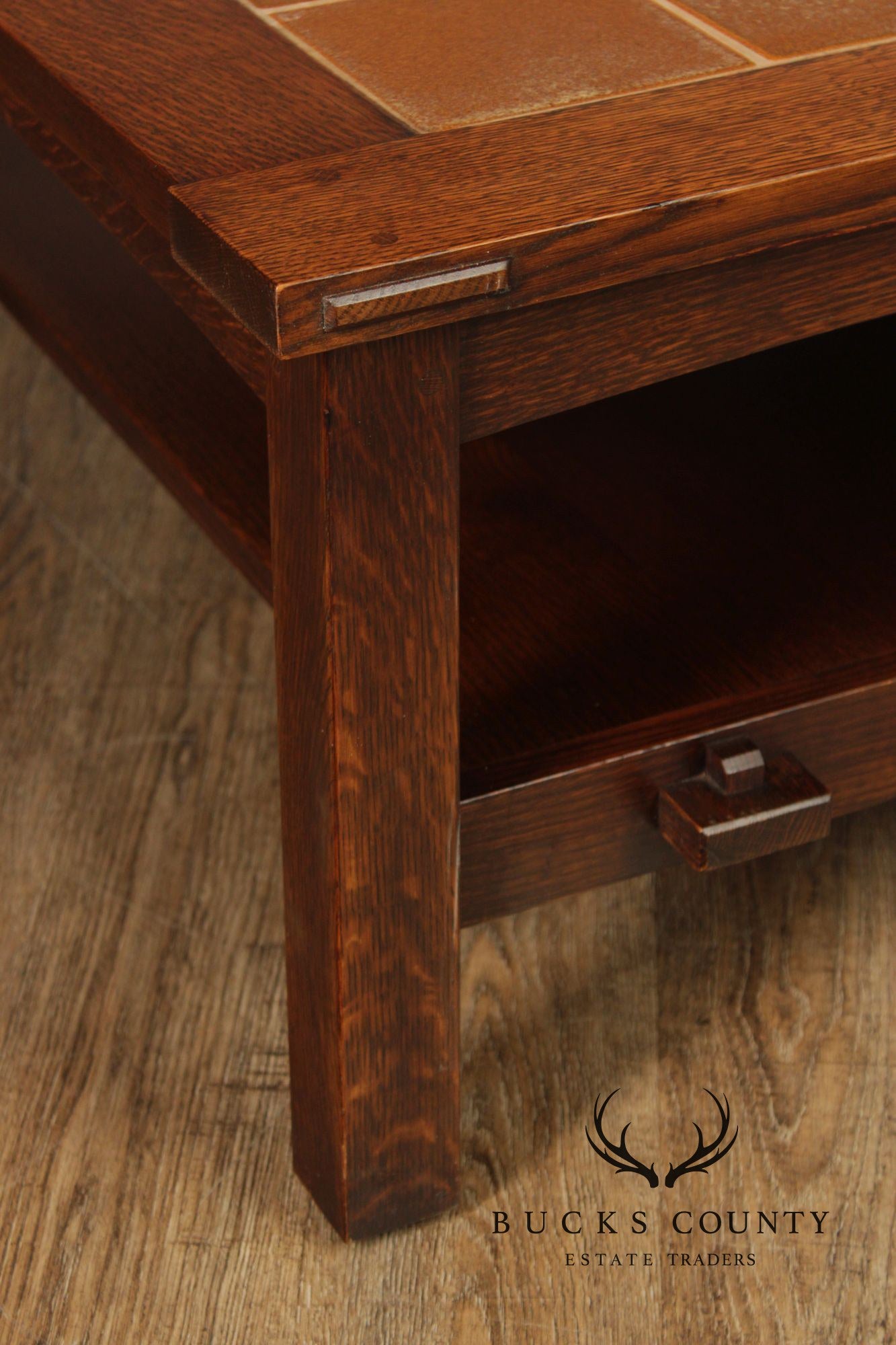 Stickley Mission Collection Oak Tile Top Coffee Table