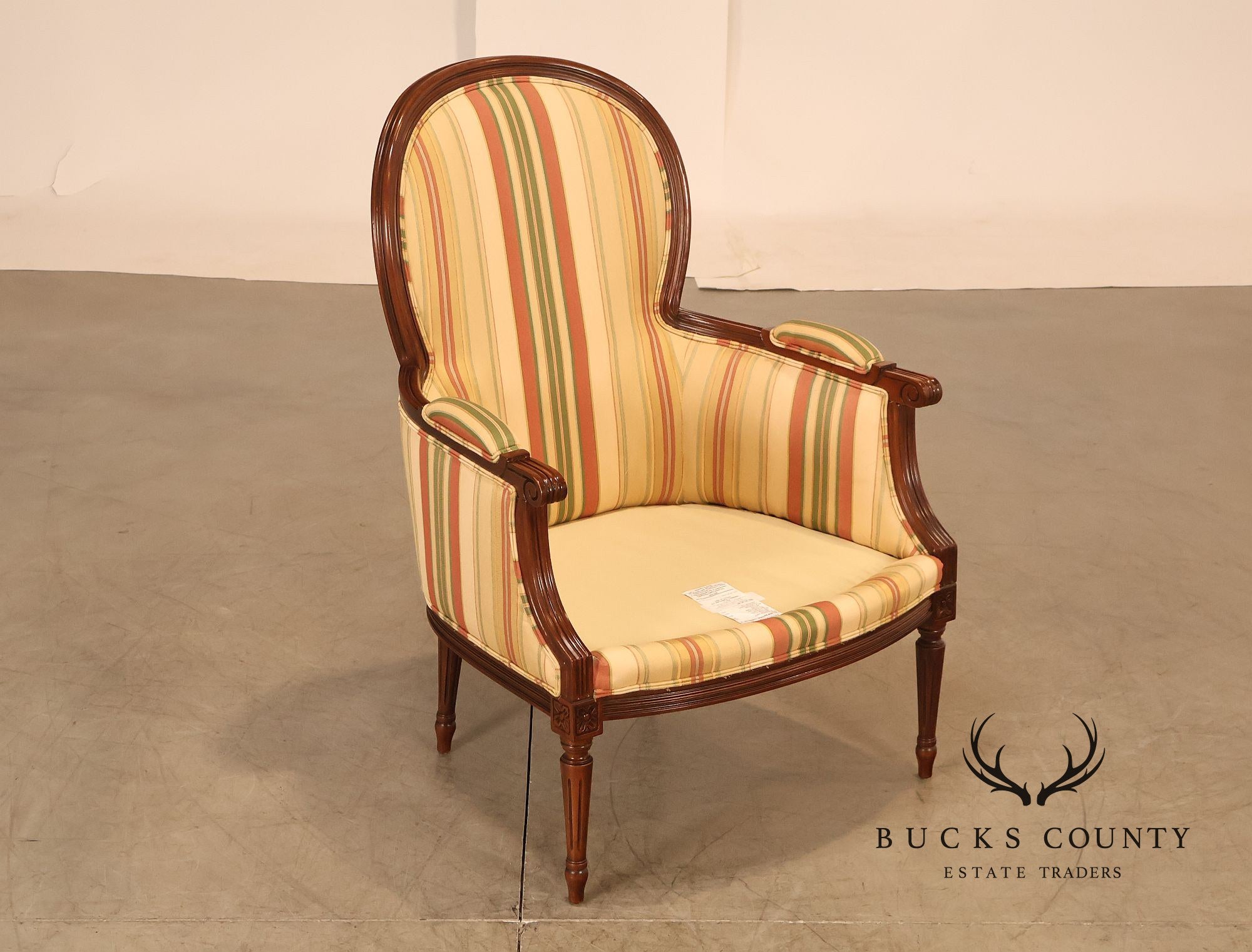 Sherrill Furniture French Louis XVI Style Pair of Bergere Armchairs