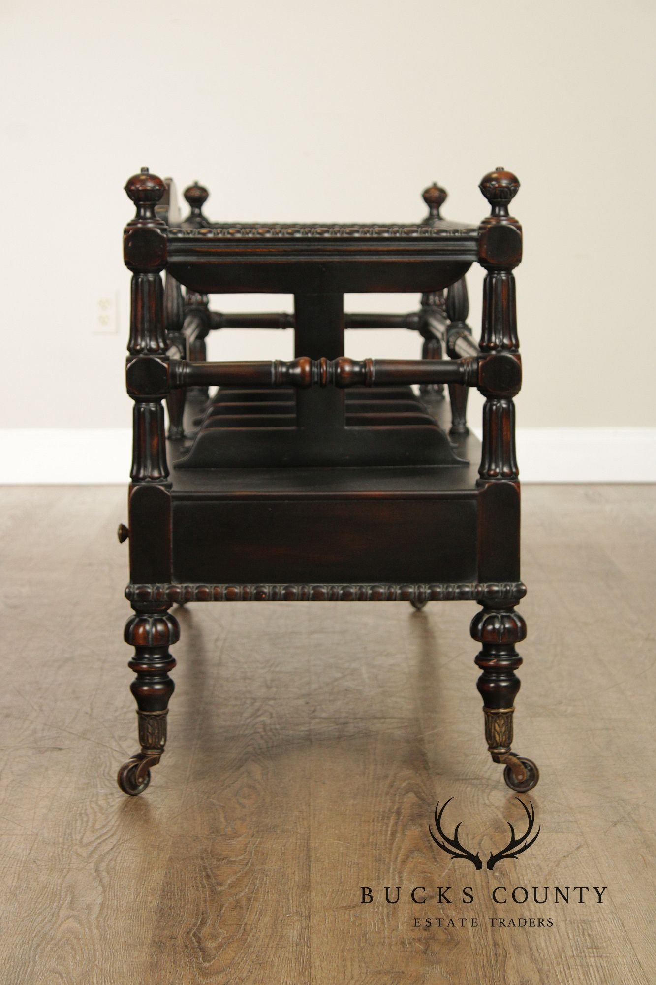 Sarried Tudor Style Ebonized Double Canterbury Magazine Rack