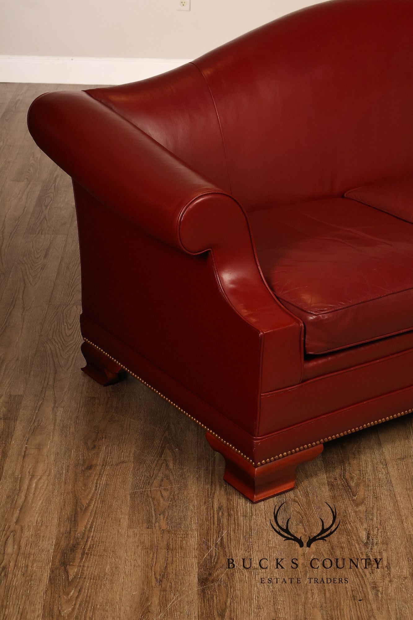 Kindel Vintage Camelback Back Leather Three Cushion Sofa