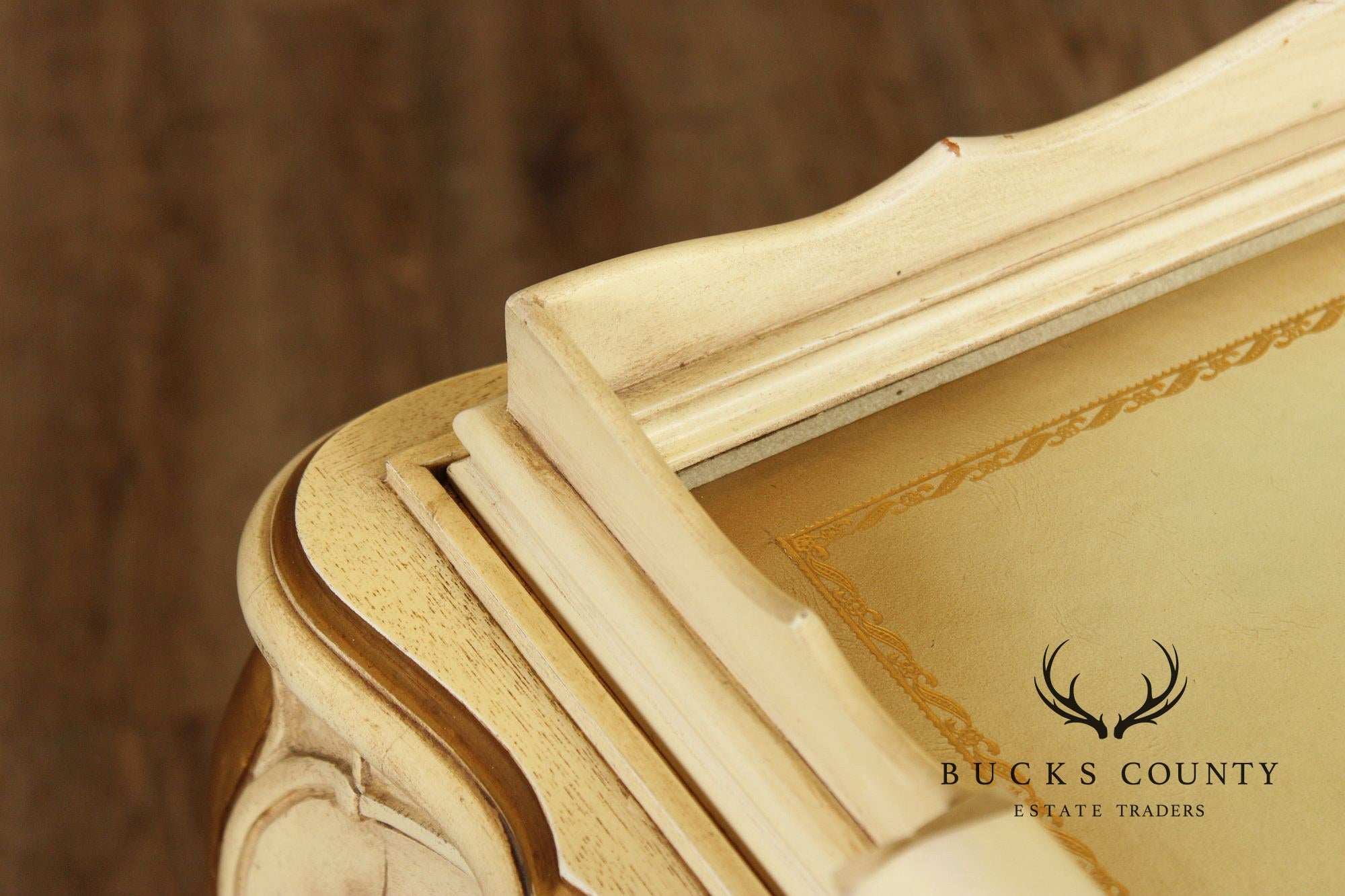 French Provincial Style Vintage Painted Tray Top Bar Cart