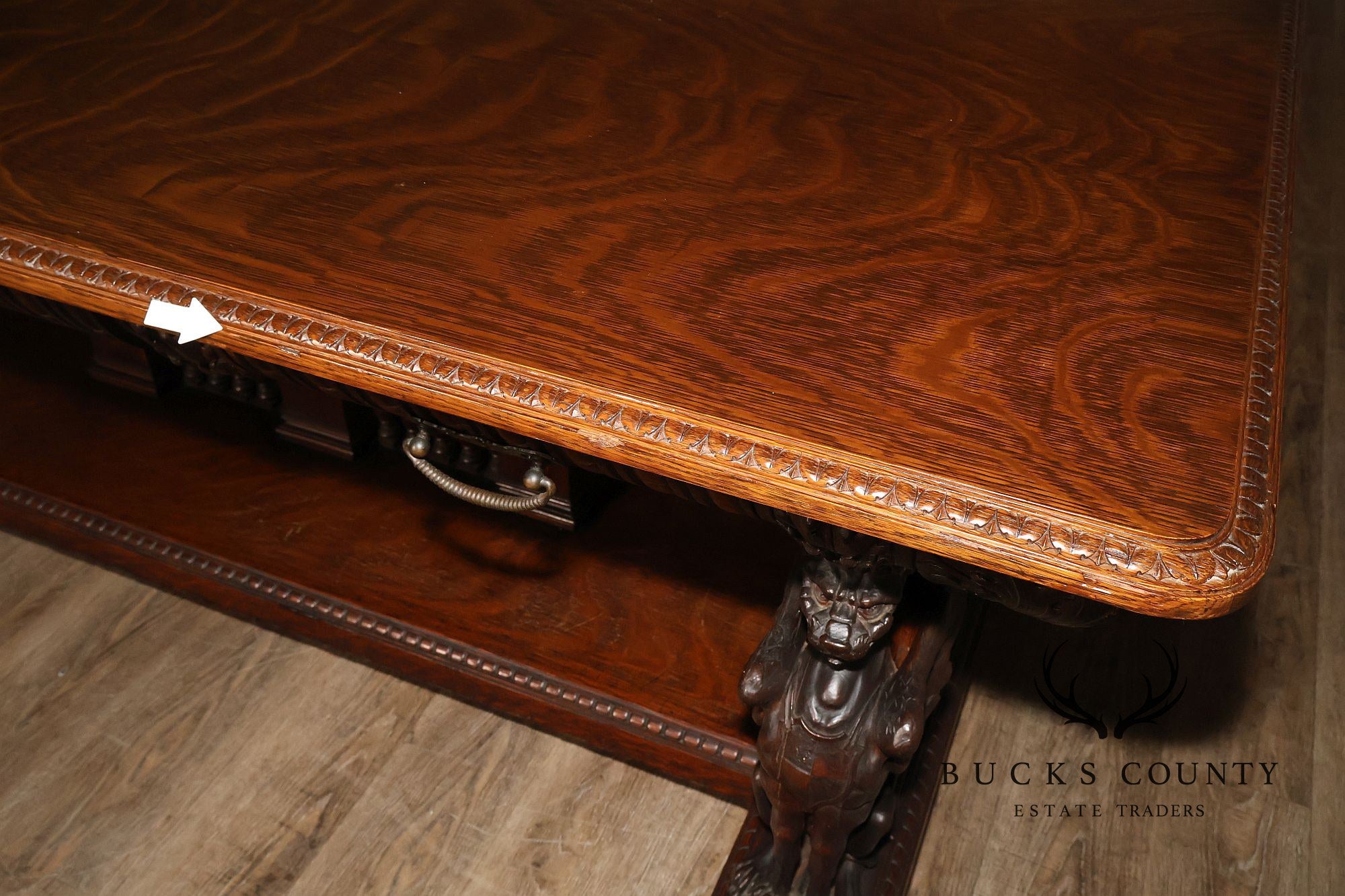 Victorian Carved Oak Library Table With Griffin Supports