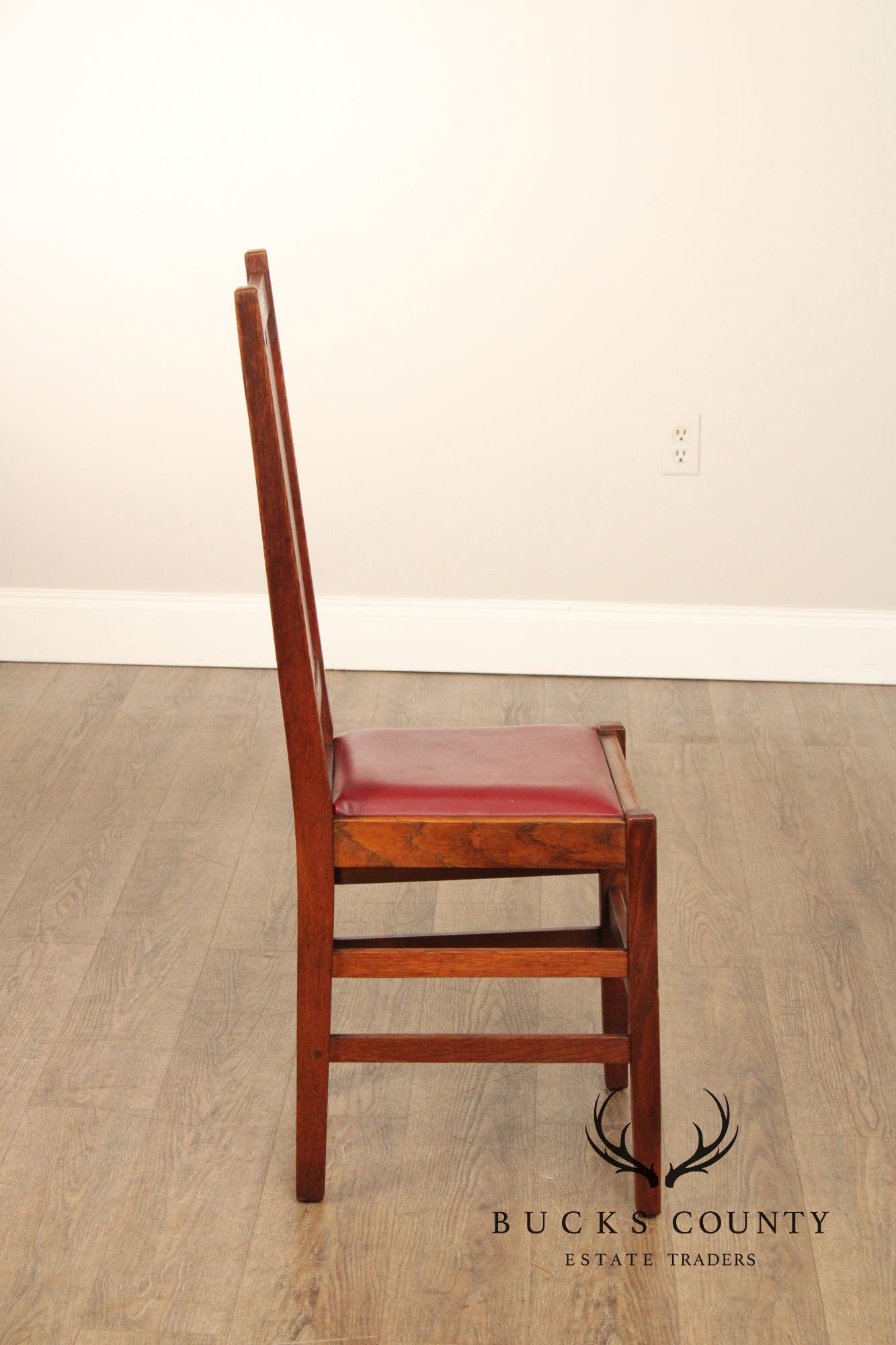 Gustav Stickley Antique Set Of Four Oak H-Back Dining Chairs