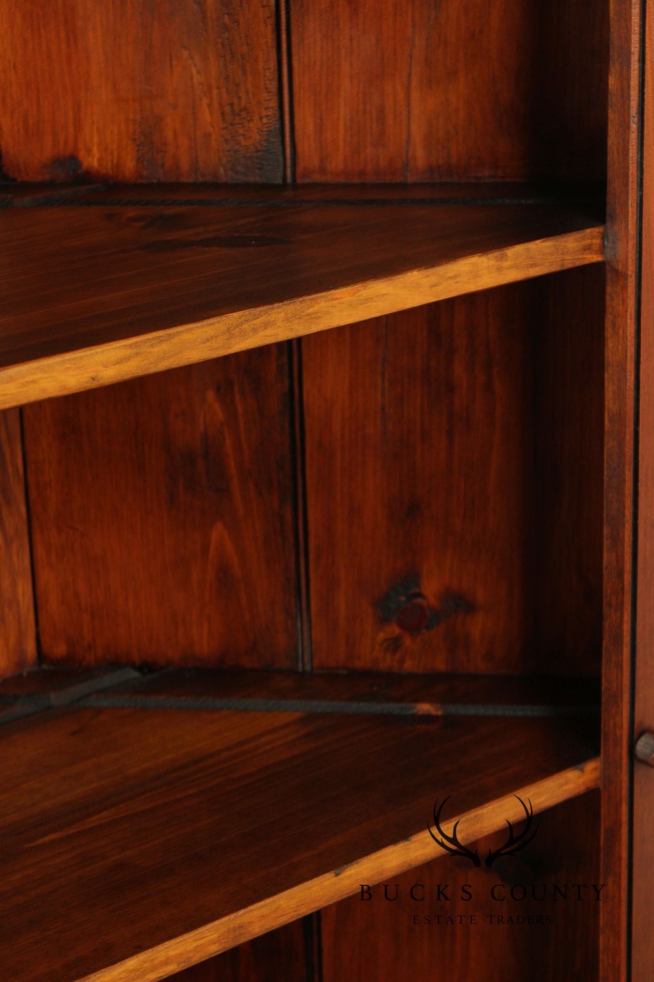 Primitive Two-Door Cherry Narrow Corner Cupboard