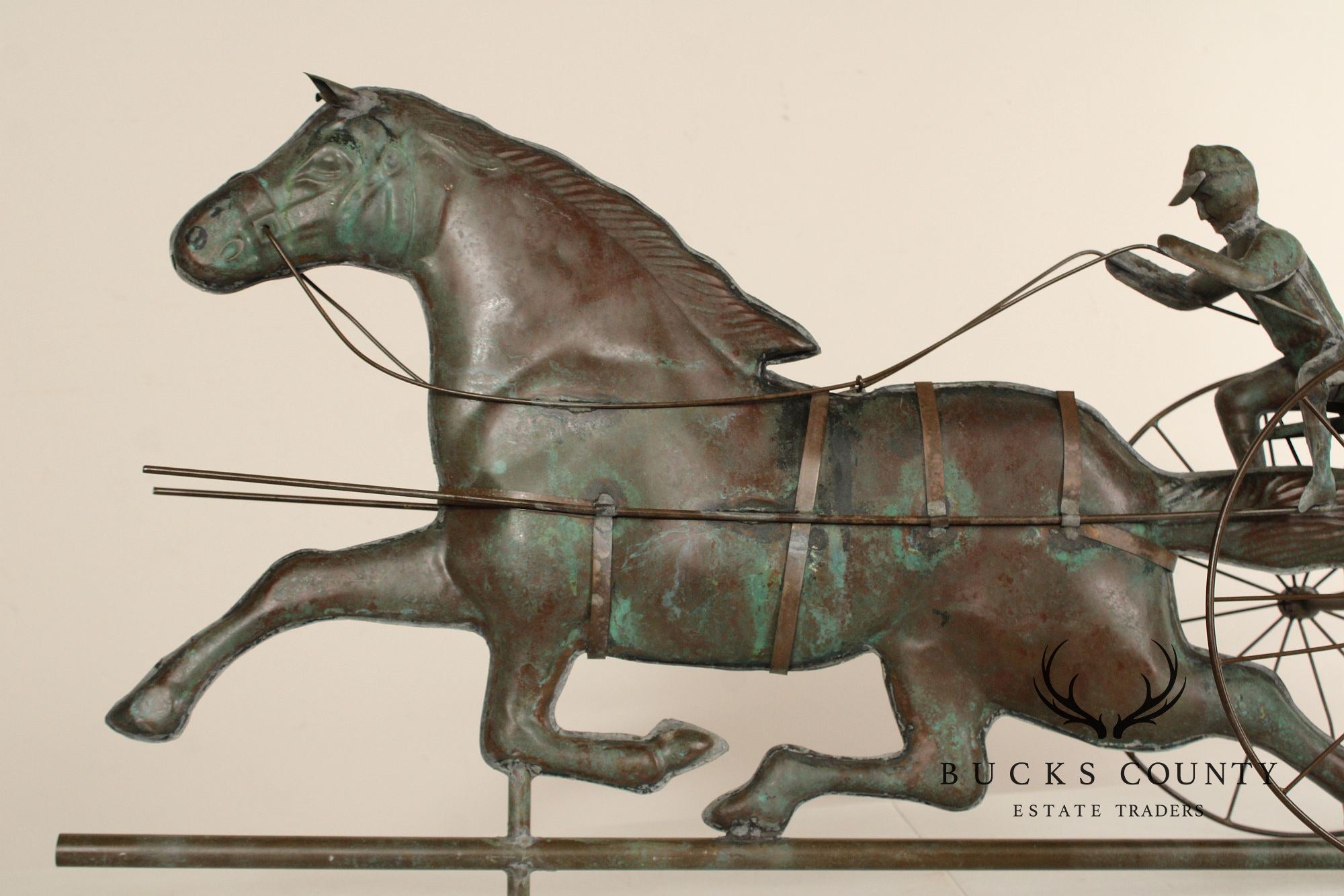 Vintage Jockey and Horse Copper Weathervane