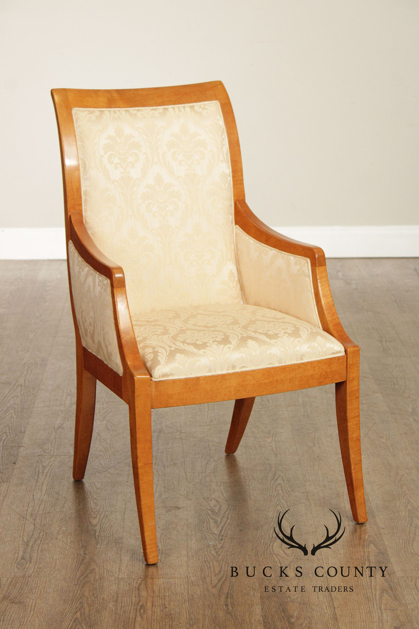 Hickory White Empire Style Set of Eight Maple Dining Chairs