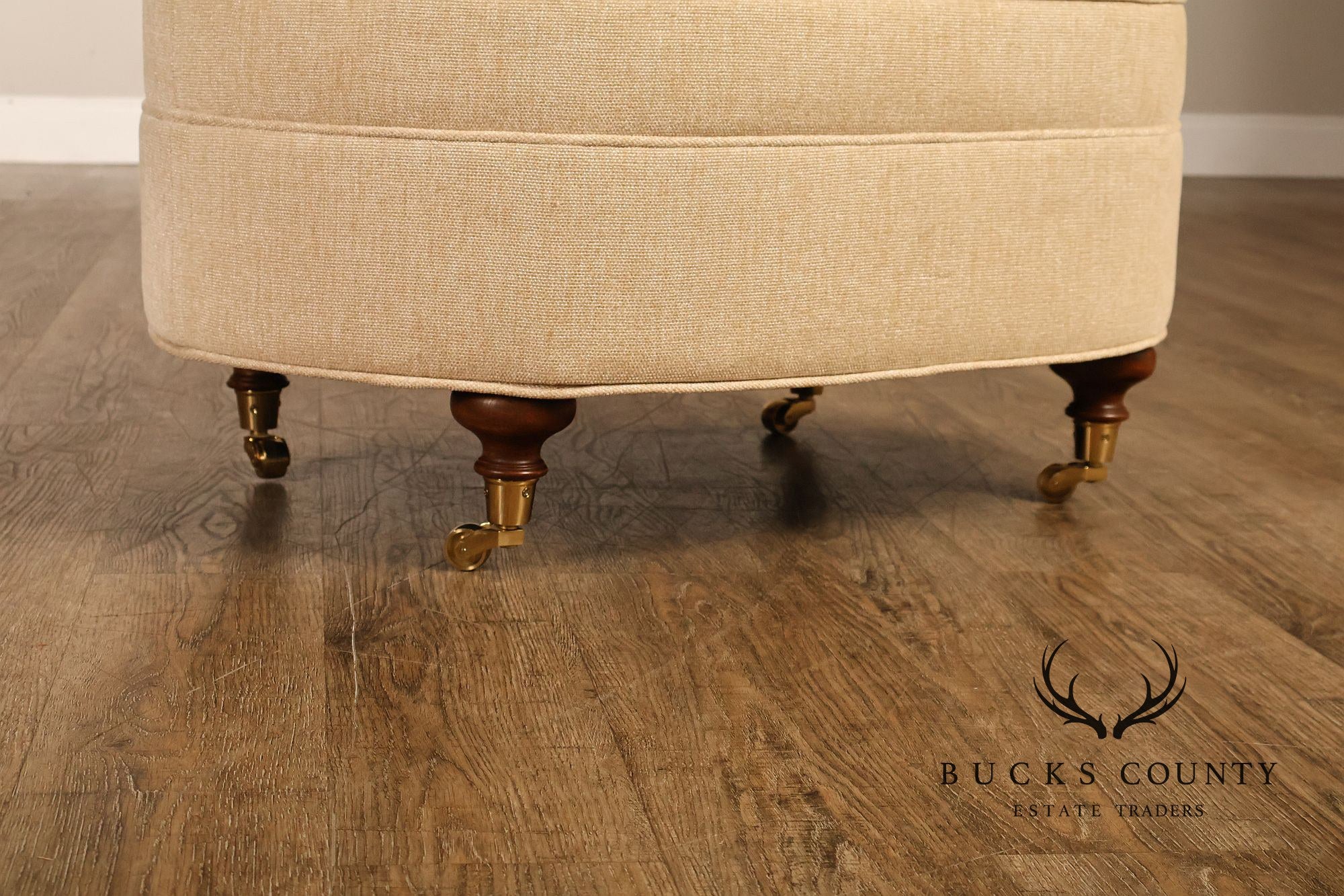 Traditional Tufted Upholstered Oval Ottoman