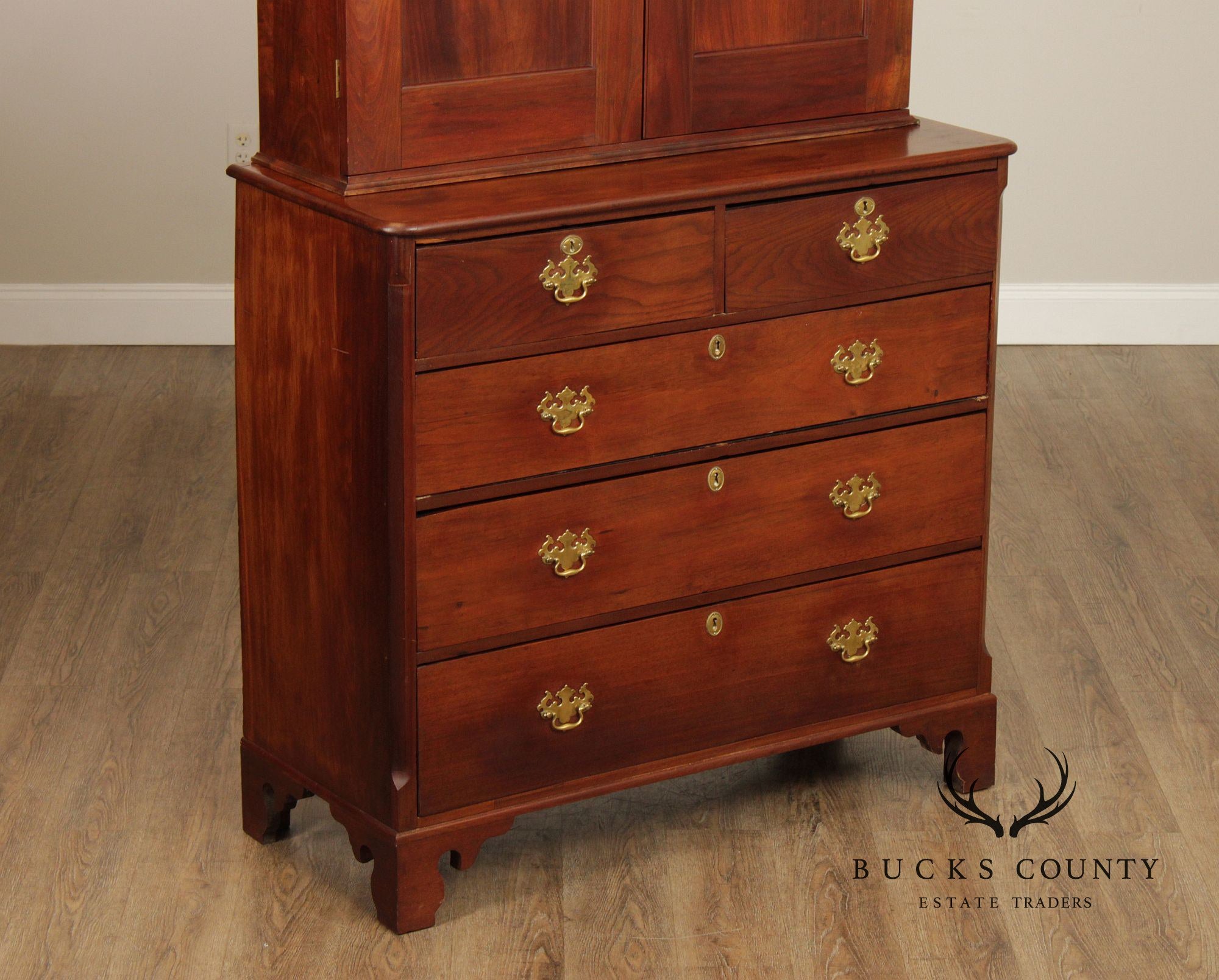 Antique American Walnut Chest With Blind Door Bookcase Top